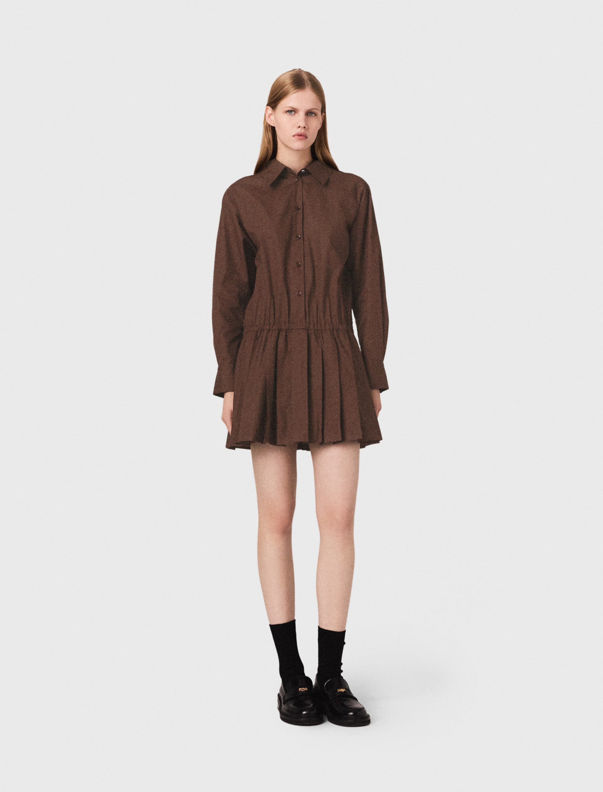 Жіноча коричнева коротка сукня 2-в-1