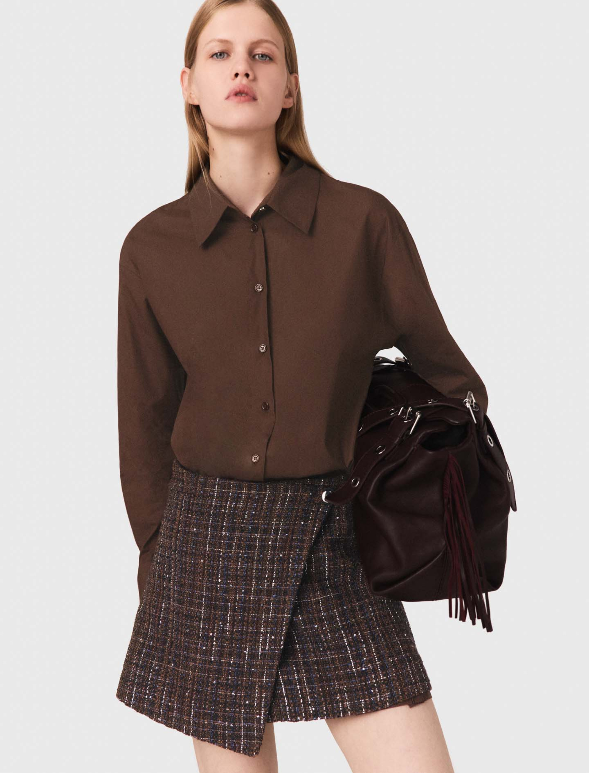 Жіноча коричнева коротка сукня 2-в-1