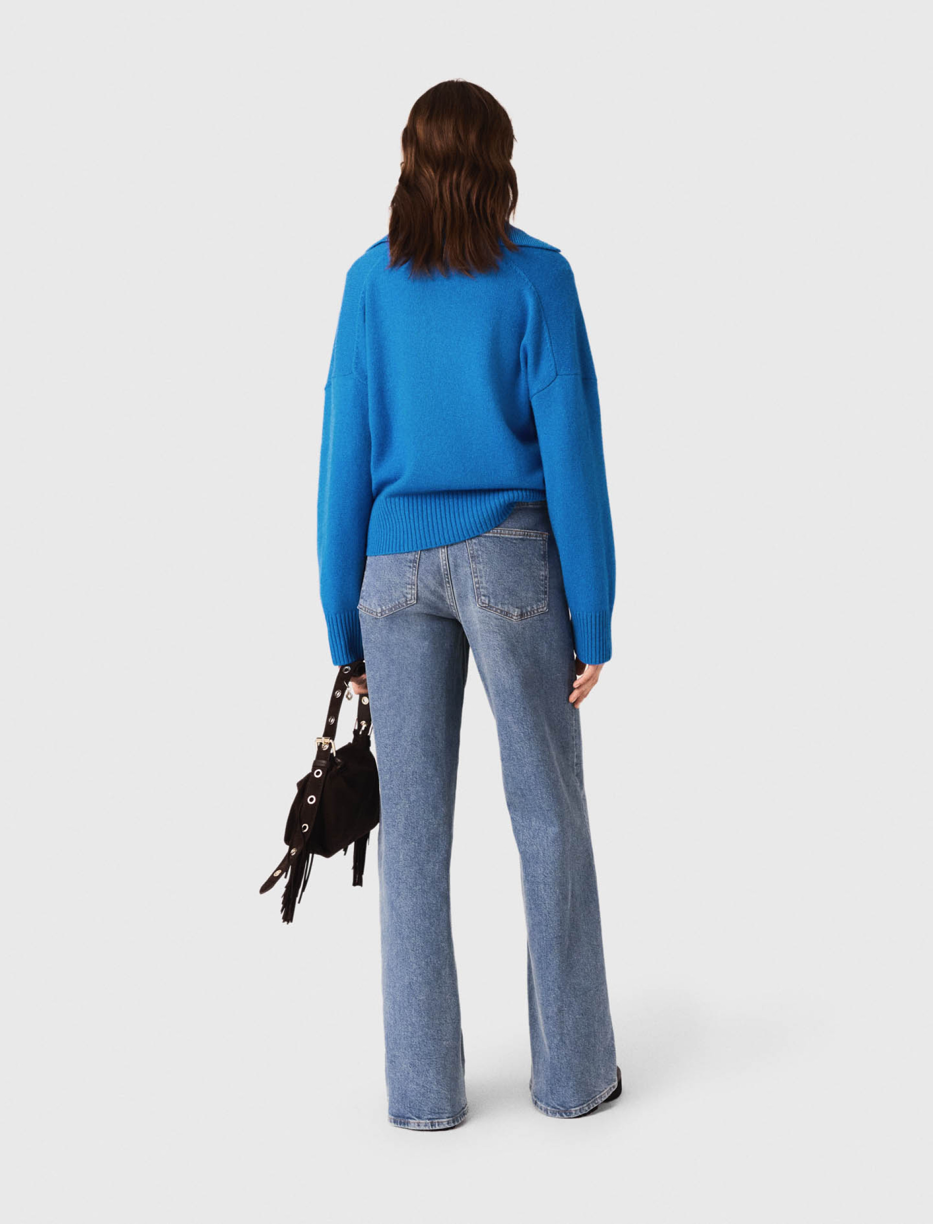 Женский голубой джемпер из смесовой шерсти