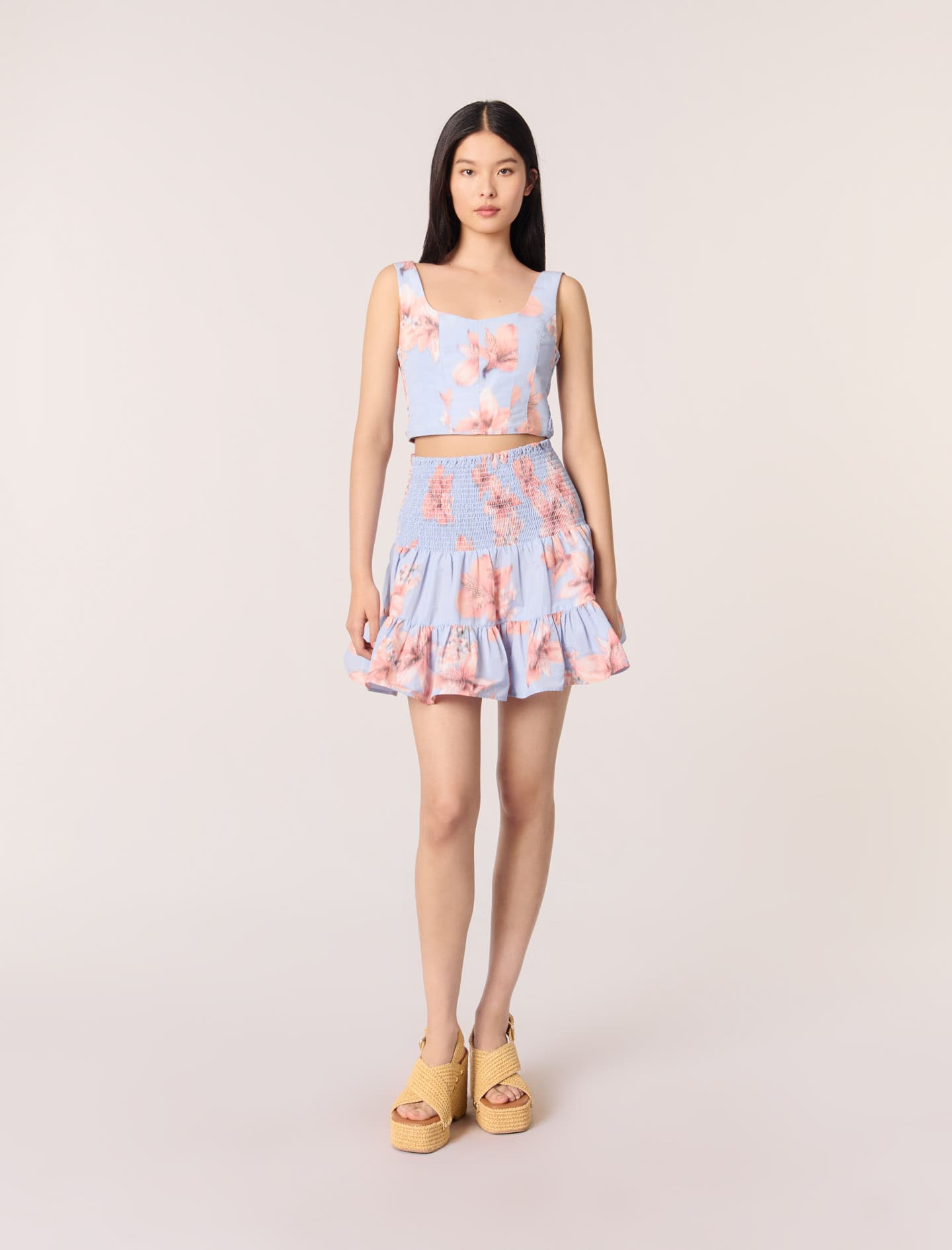 Женская расклешенная юбка из тафты с принтом