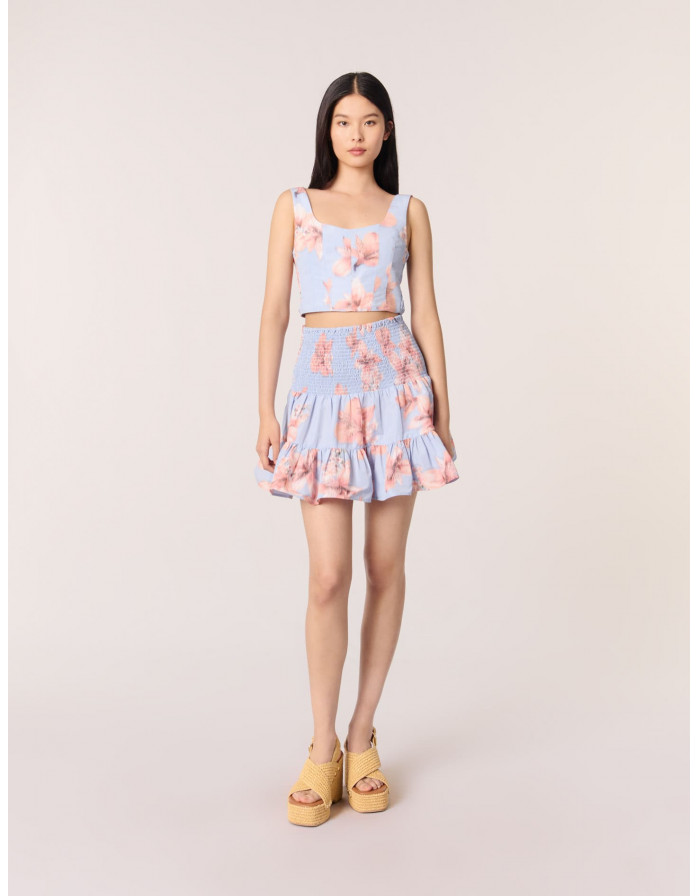 Жіноча розкльошена спідниця з тафти та принтом