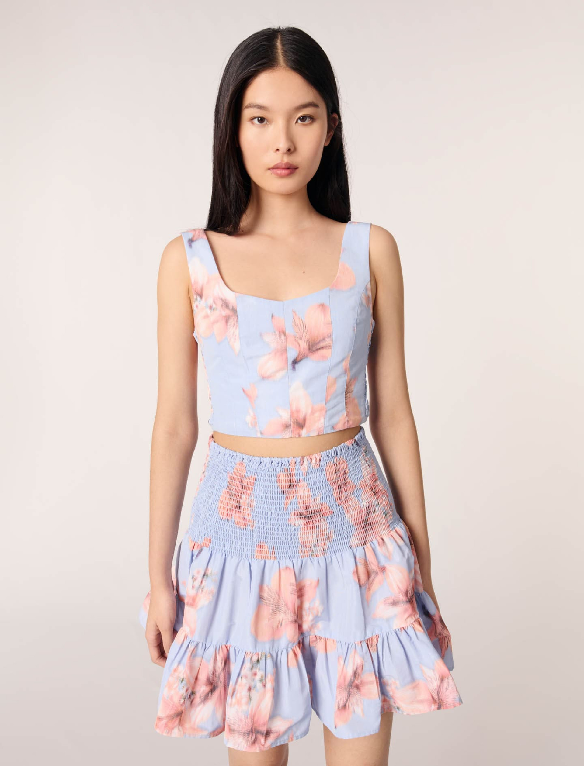 Женская расклешенная юбка из тафты с принтом