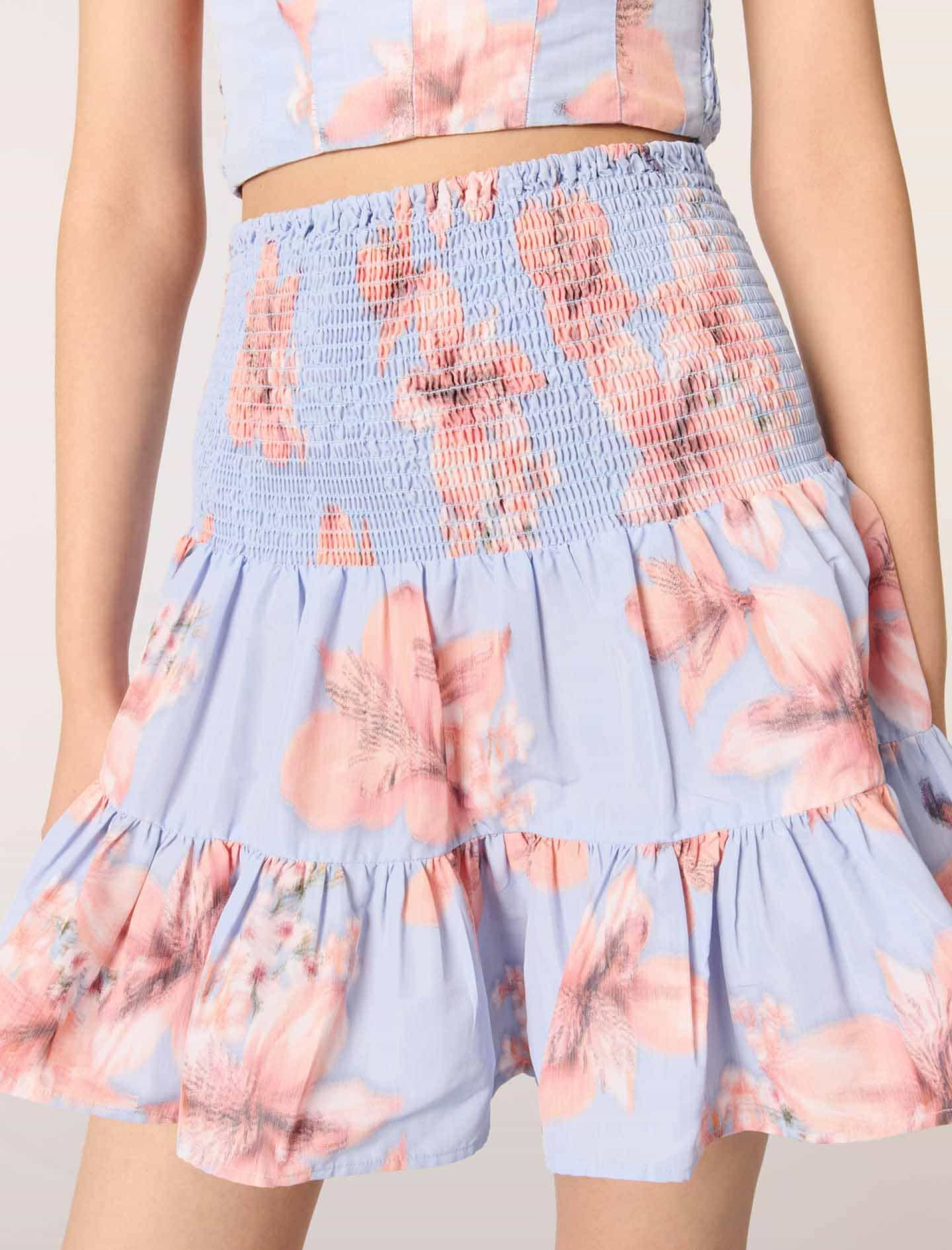 Женская расклешенная юбка из тафты с принтом