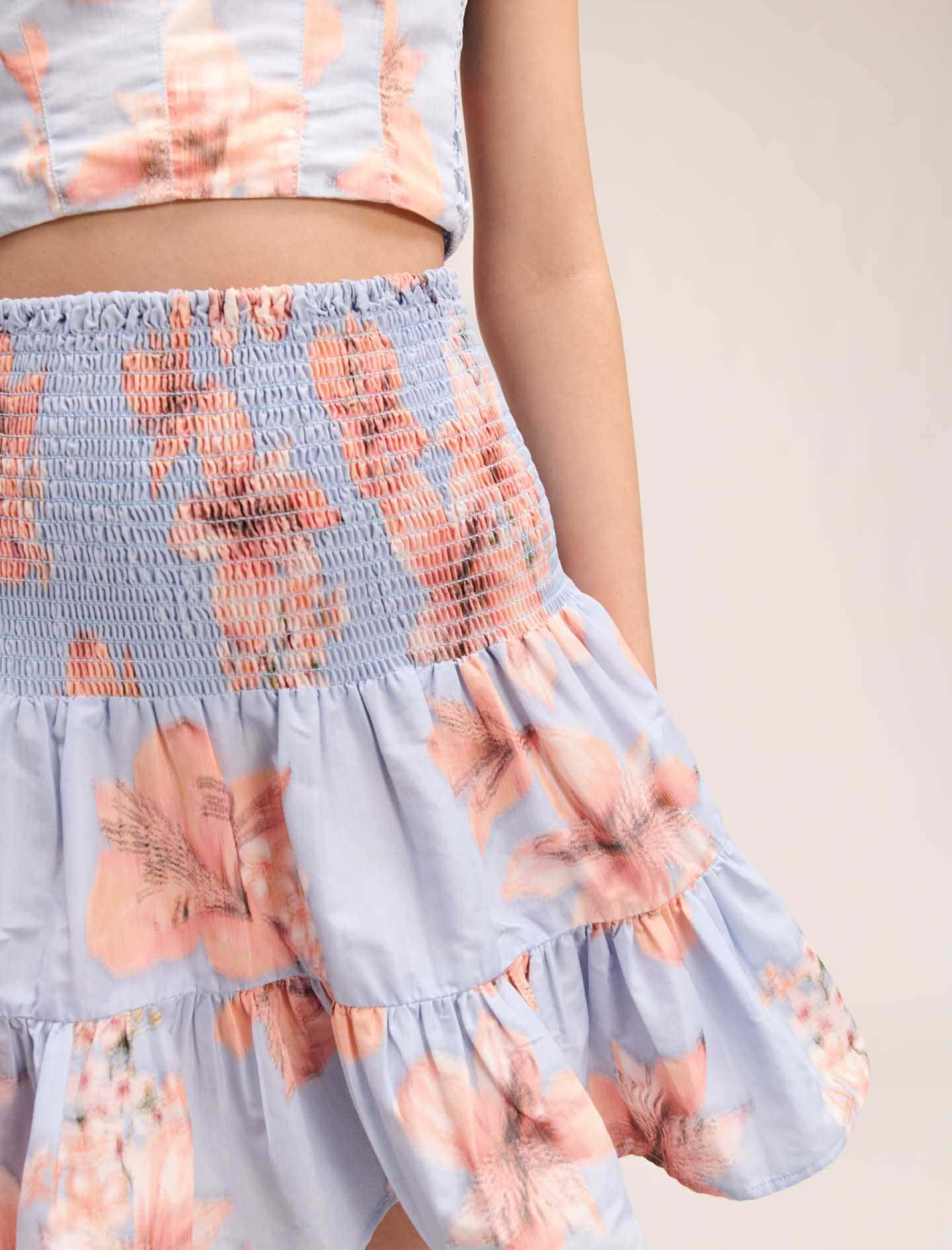 Женская расклешенная юбка из тафты с принтом