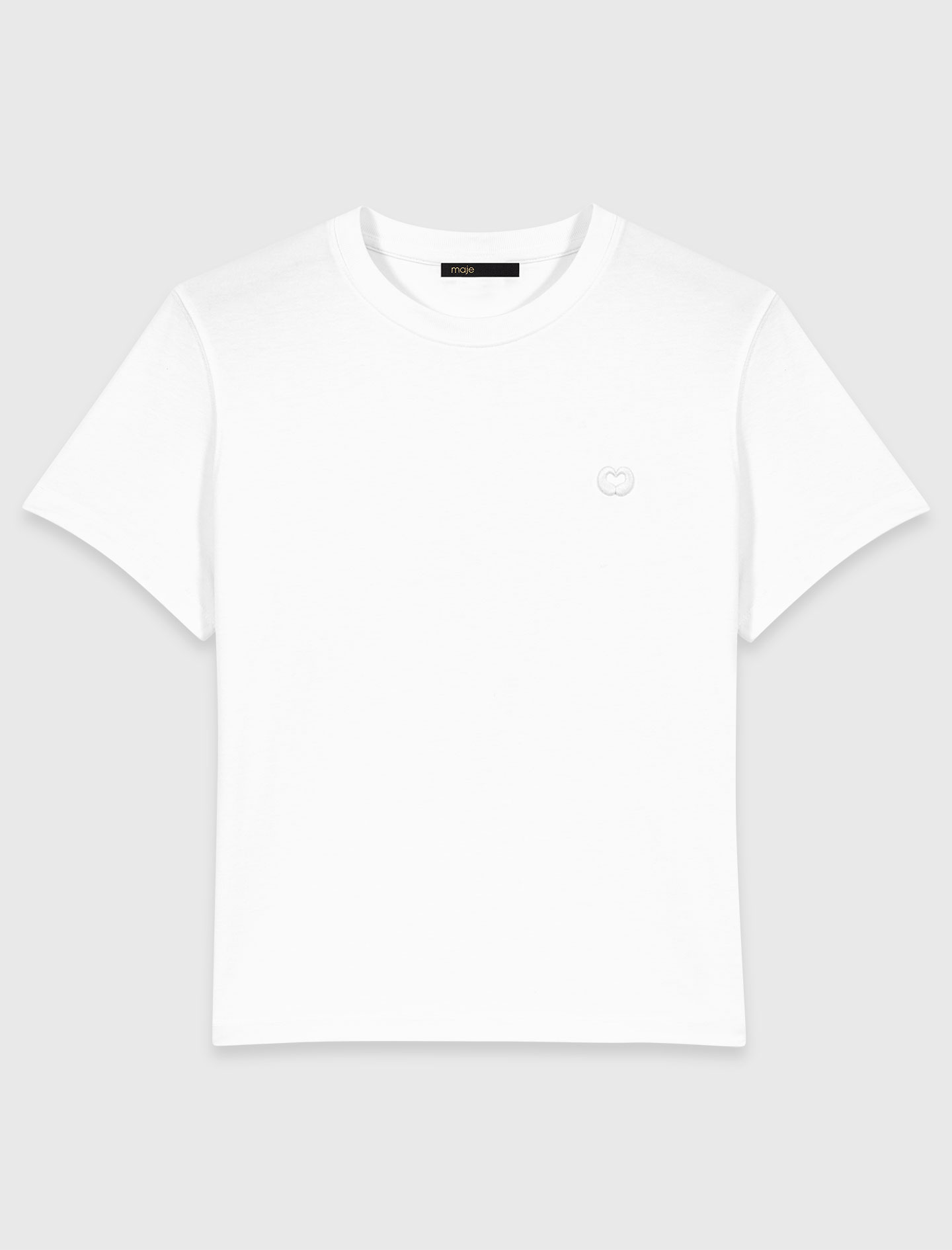 Жіноча біла футболка з вишитим логотипом