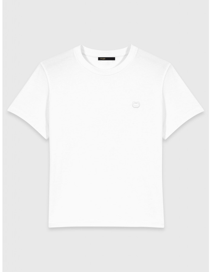 Жіноча біла футболка з вишитим логотипом