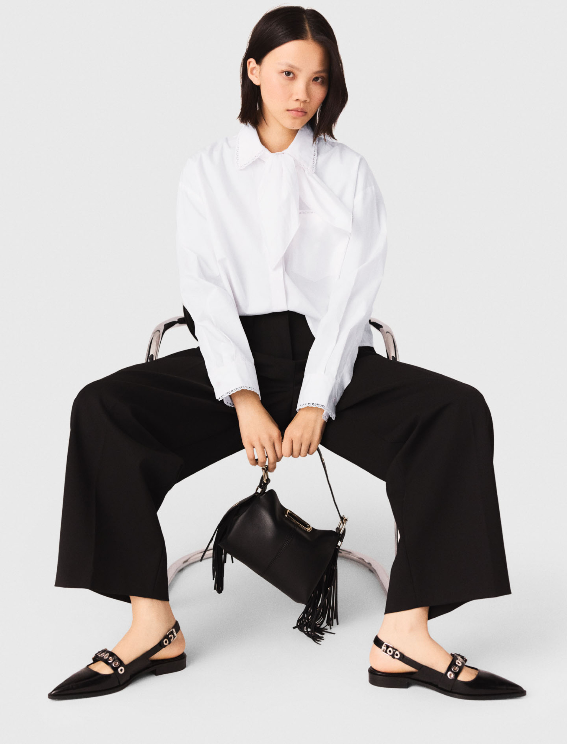 Женские черные брюки-баллоны классического кроя