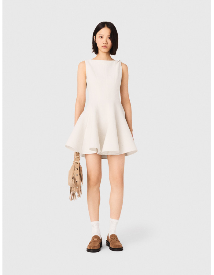 Жіноча молочна твідова сукня