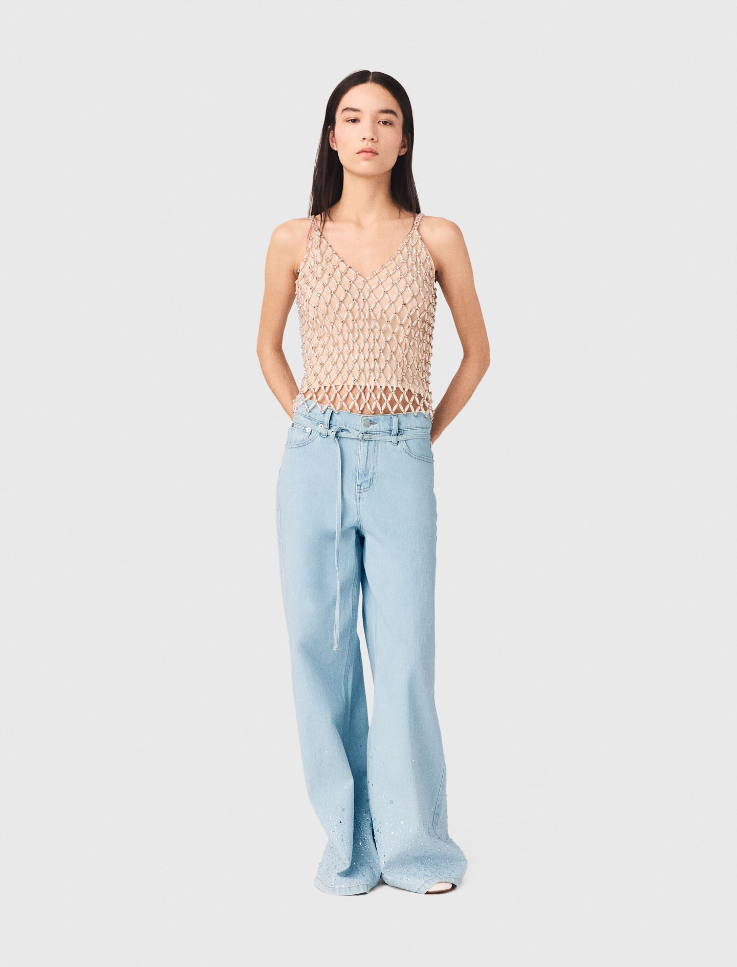 Женский топ, расшитый бисером