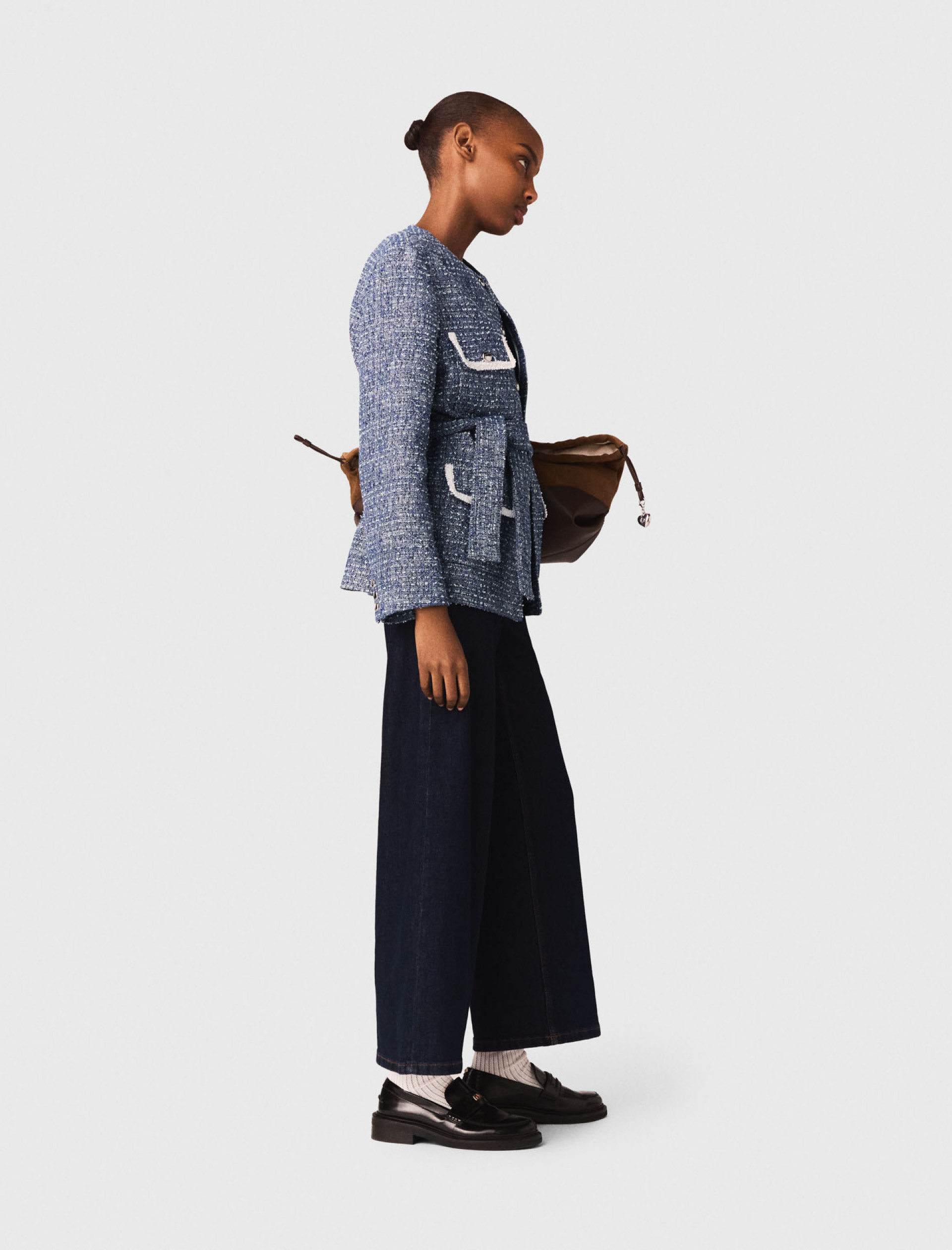 Жіночий твідовий жакет з контрастним оздобленням Жіночий твідовий жакет з контрастним оздобленням