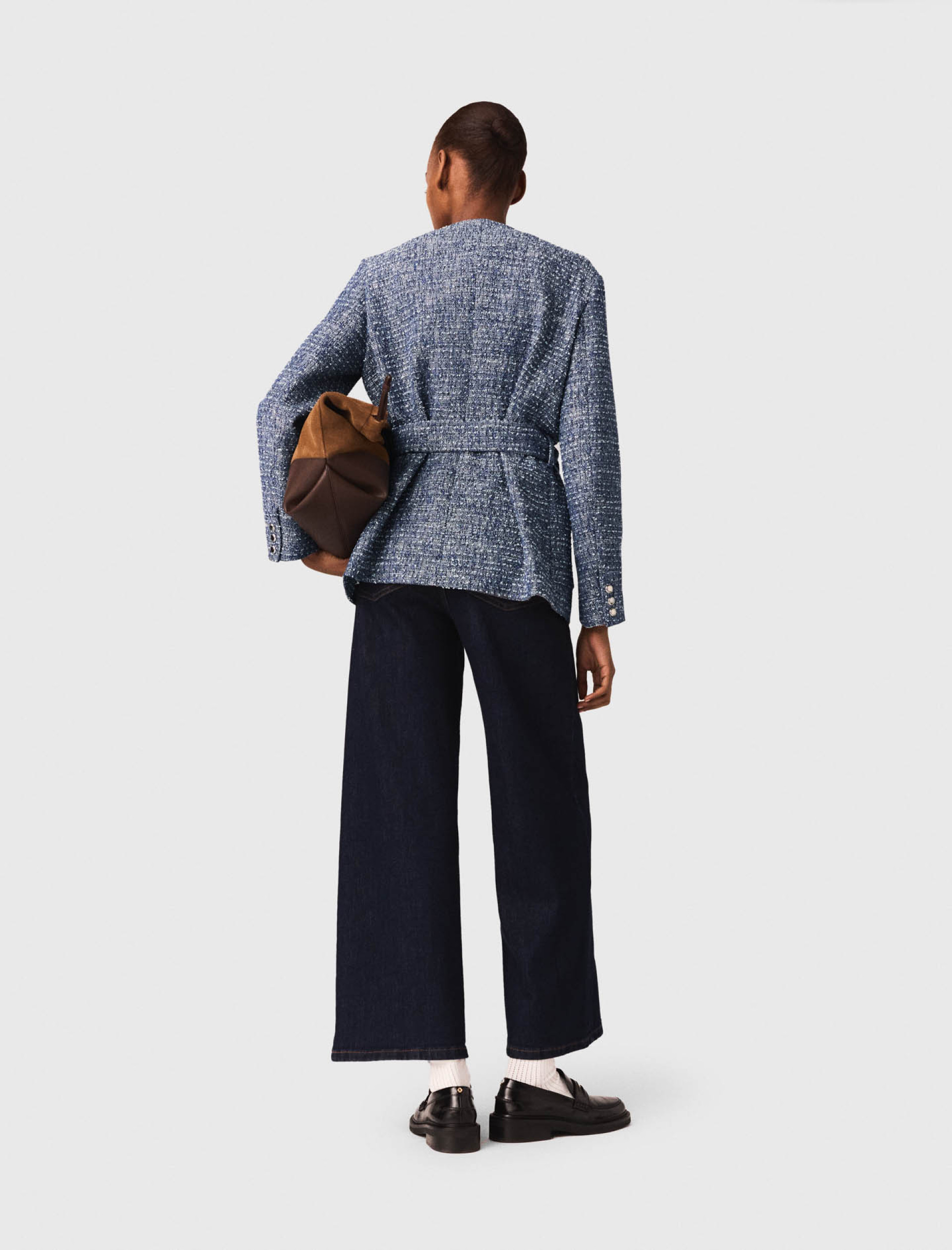 Жіночий твідовий жакет з контрастним оздобленням Жіночий твідовий жакет з контрастним оздобленням