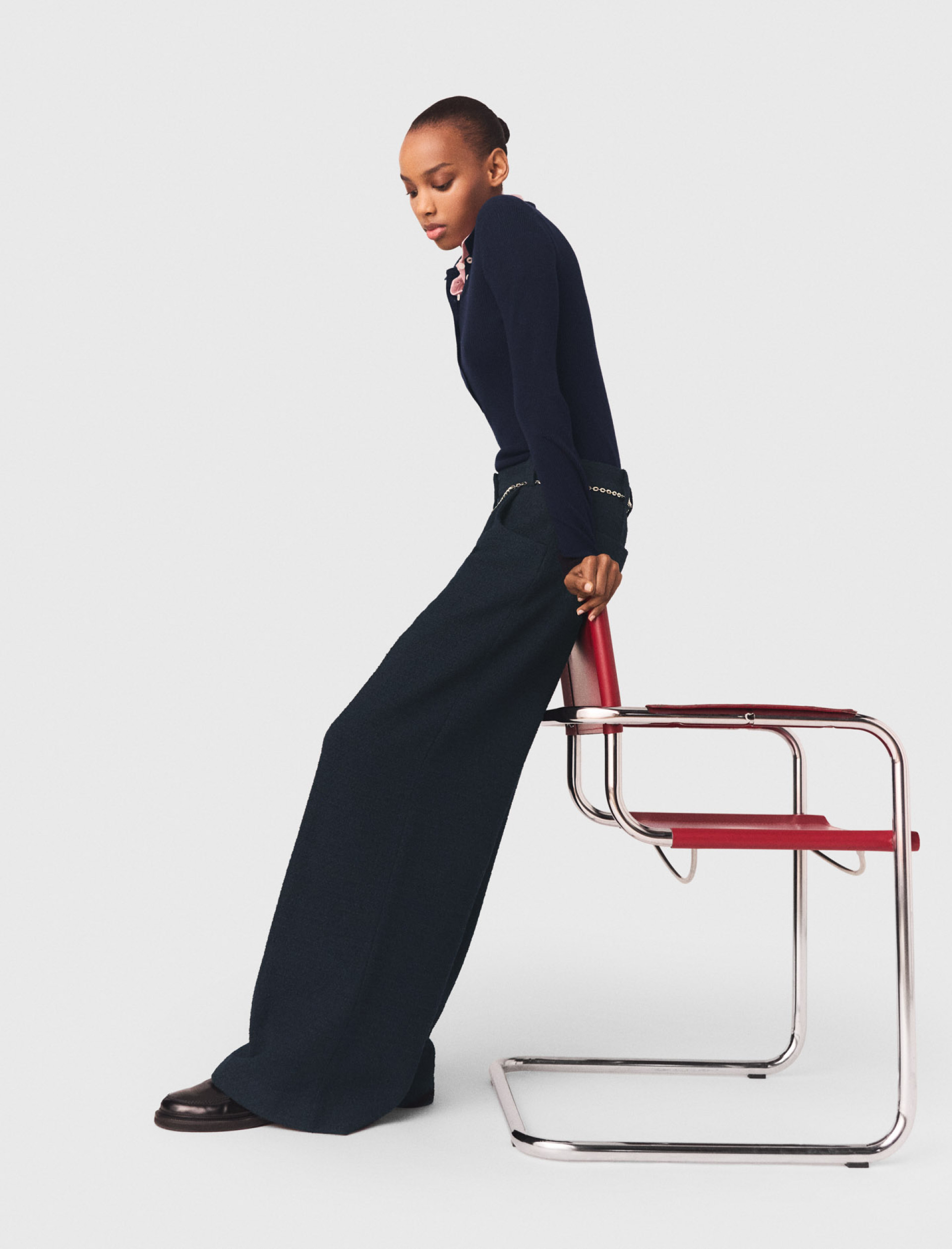 Женские синие твидовые брюки