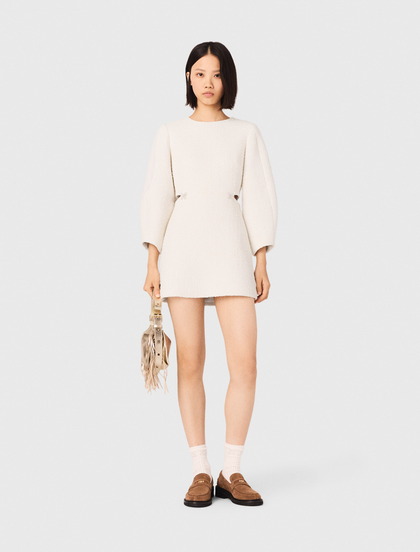 Жіноча твідова сукня з об'ємними рукавами