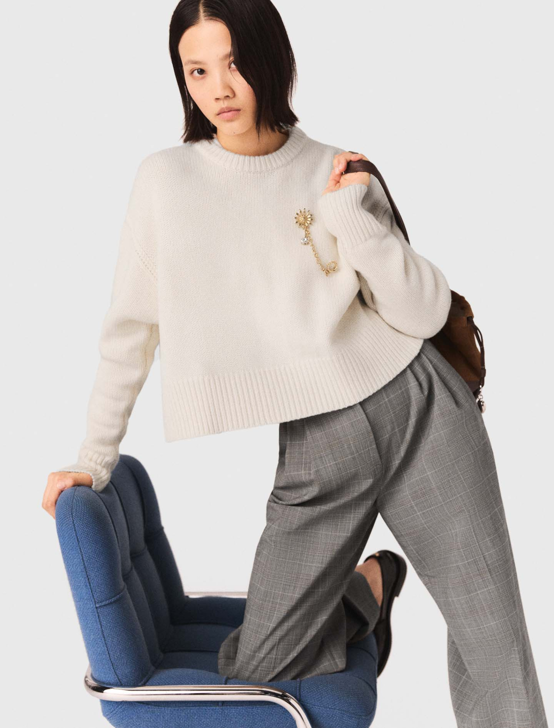 Женские клетчатые классические брюки