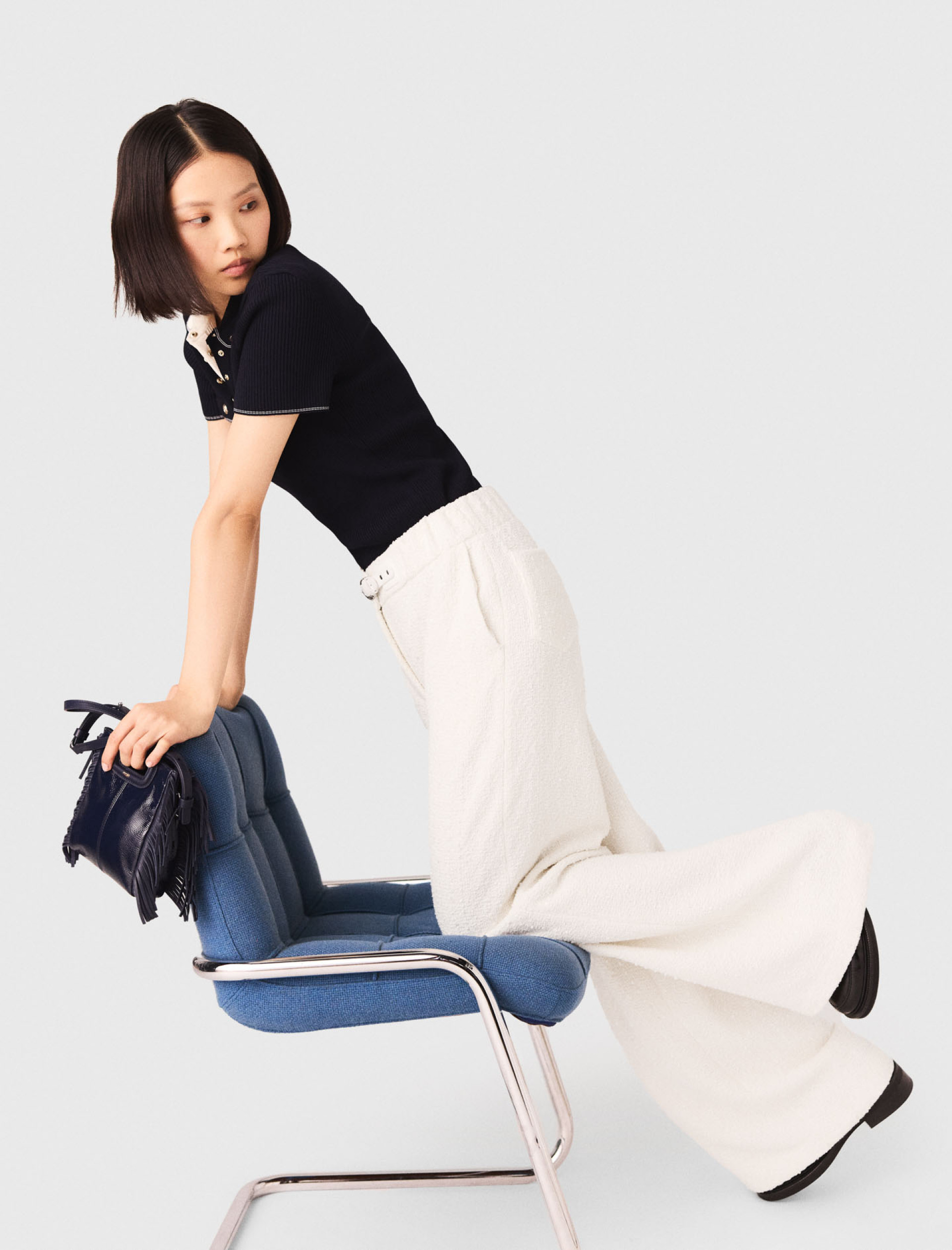 Жіночі твідові брюки з широкими штанинами Жіночі твідові брюки з широкими штанинами