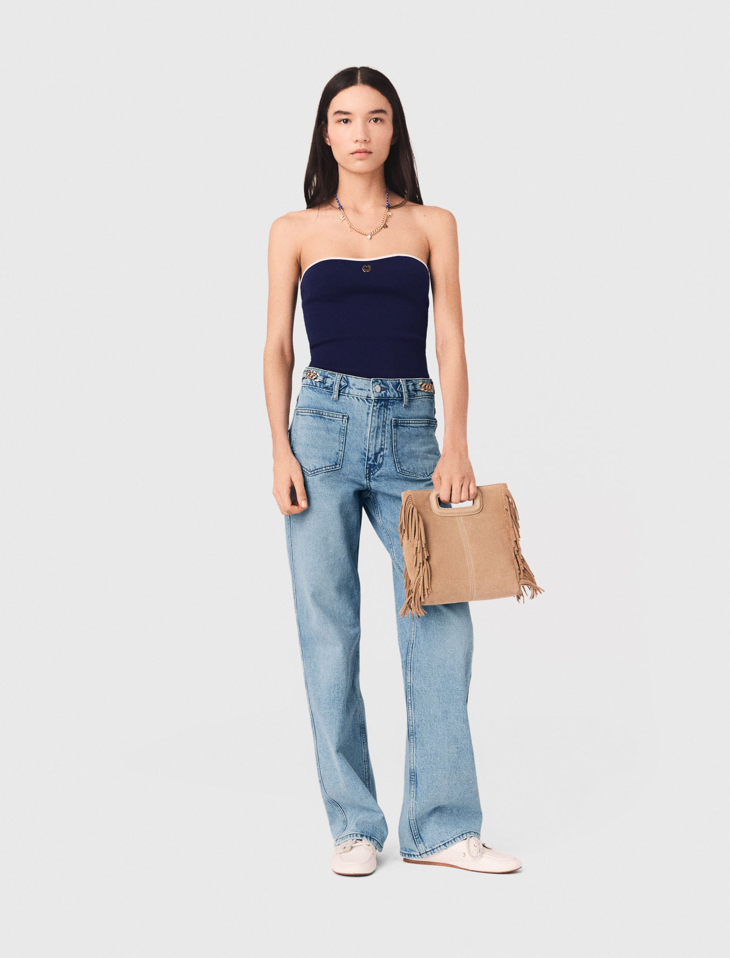 Женский топ-бюстье с контрастной отделкой