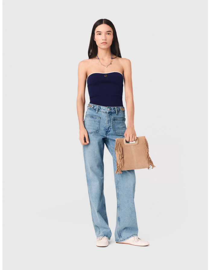 Жіночий топ-бюстьє з контрастним оздобленням