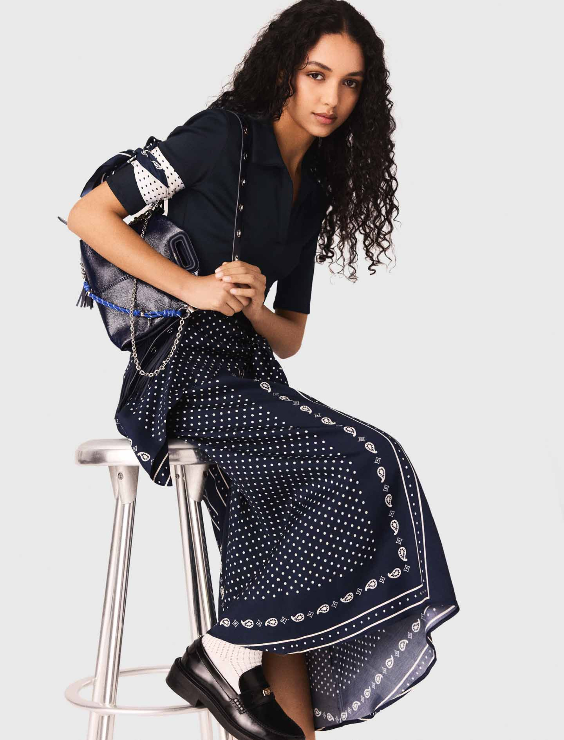 Жіноча сукня з двох матеріалів з принтом