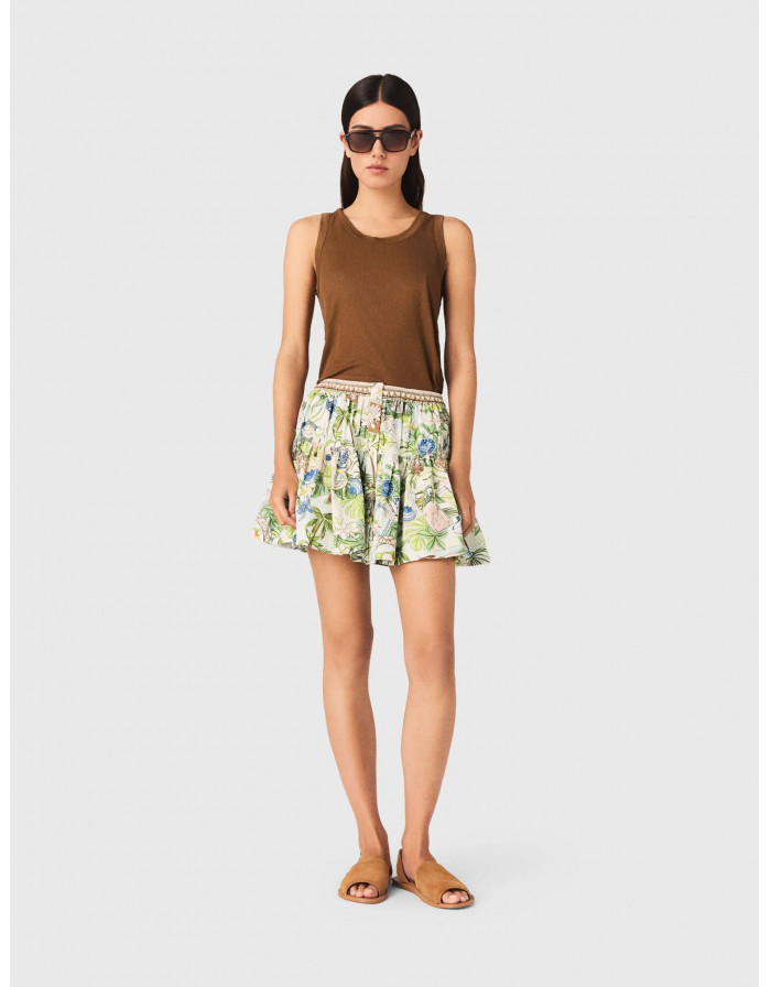 Женский коричневый вязаный топ в рубчик