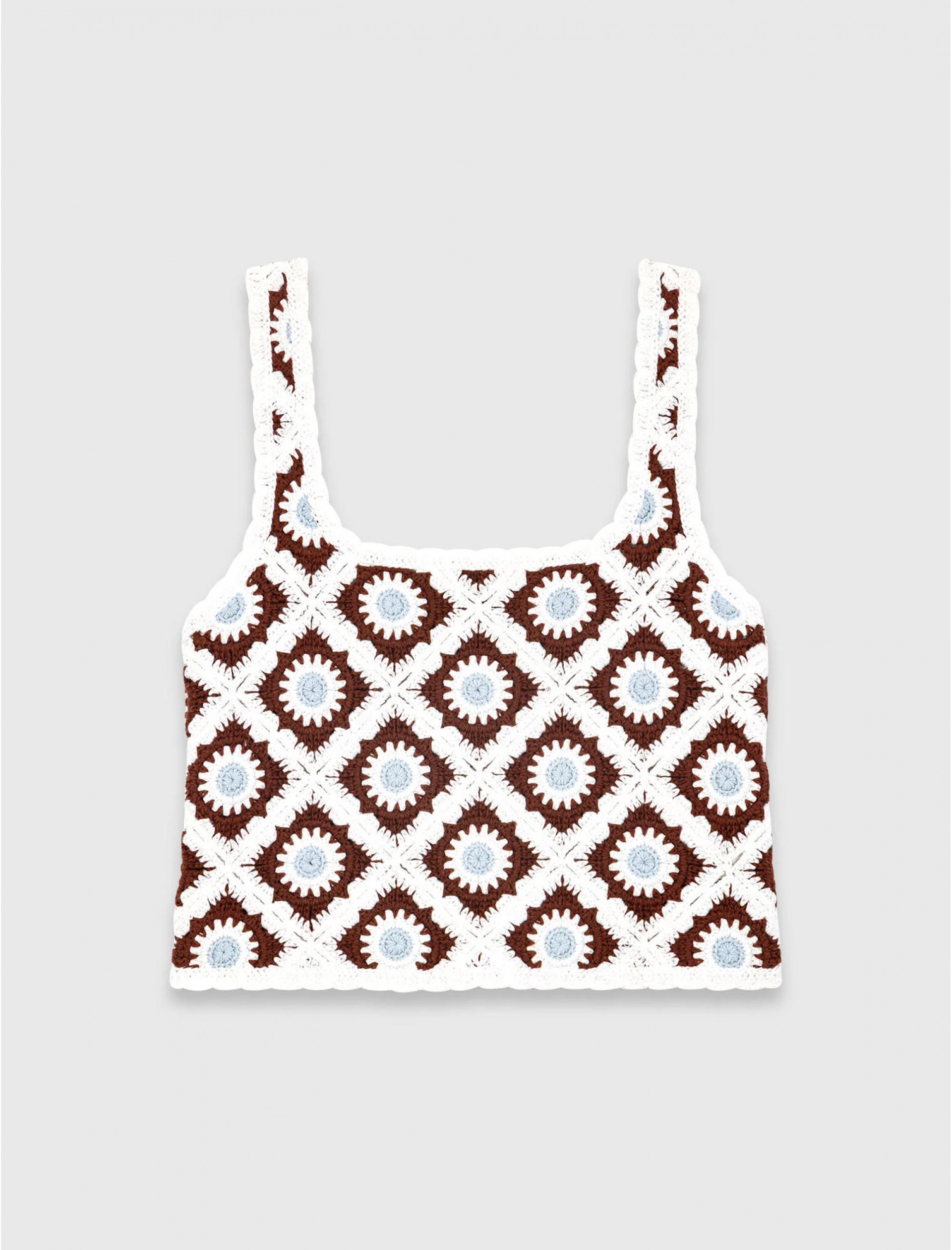 Женский вязаный топ с цветочным узором