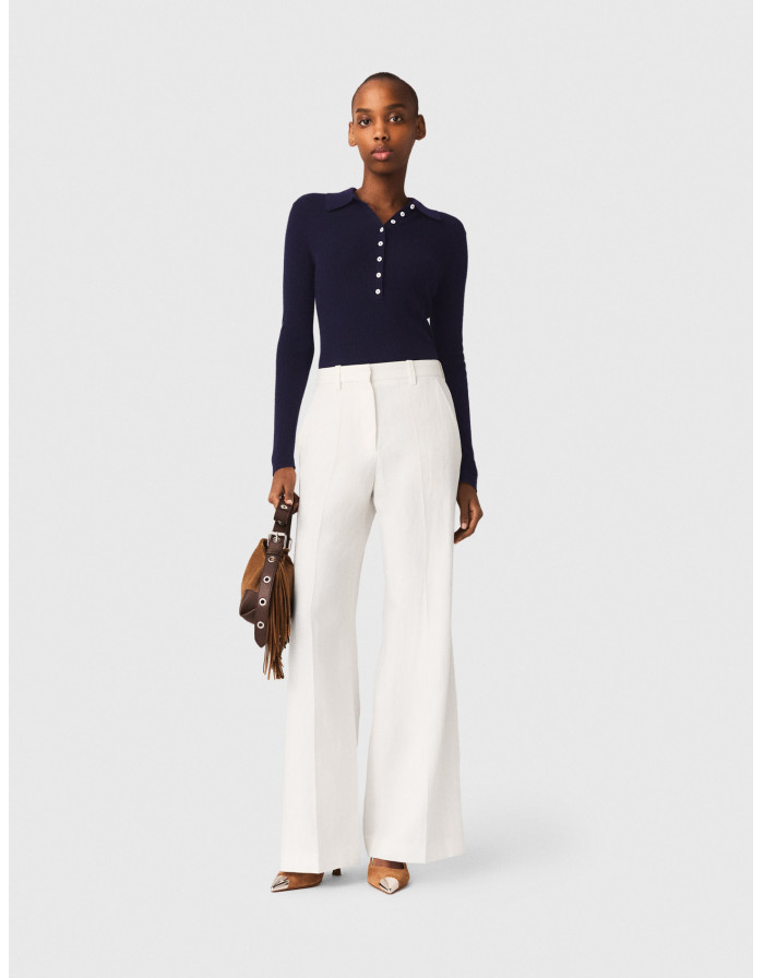 Женские белые классические брюки в полоску