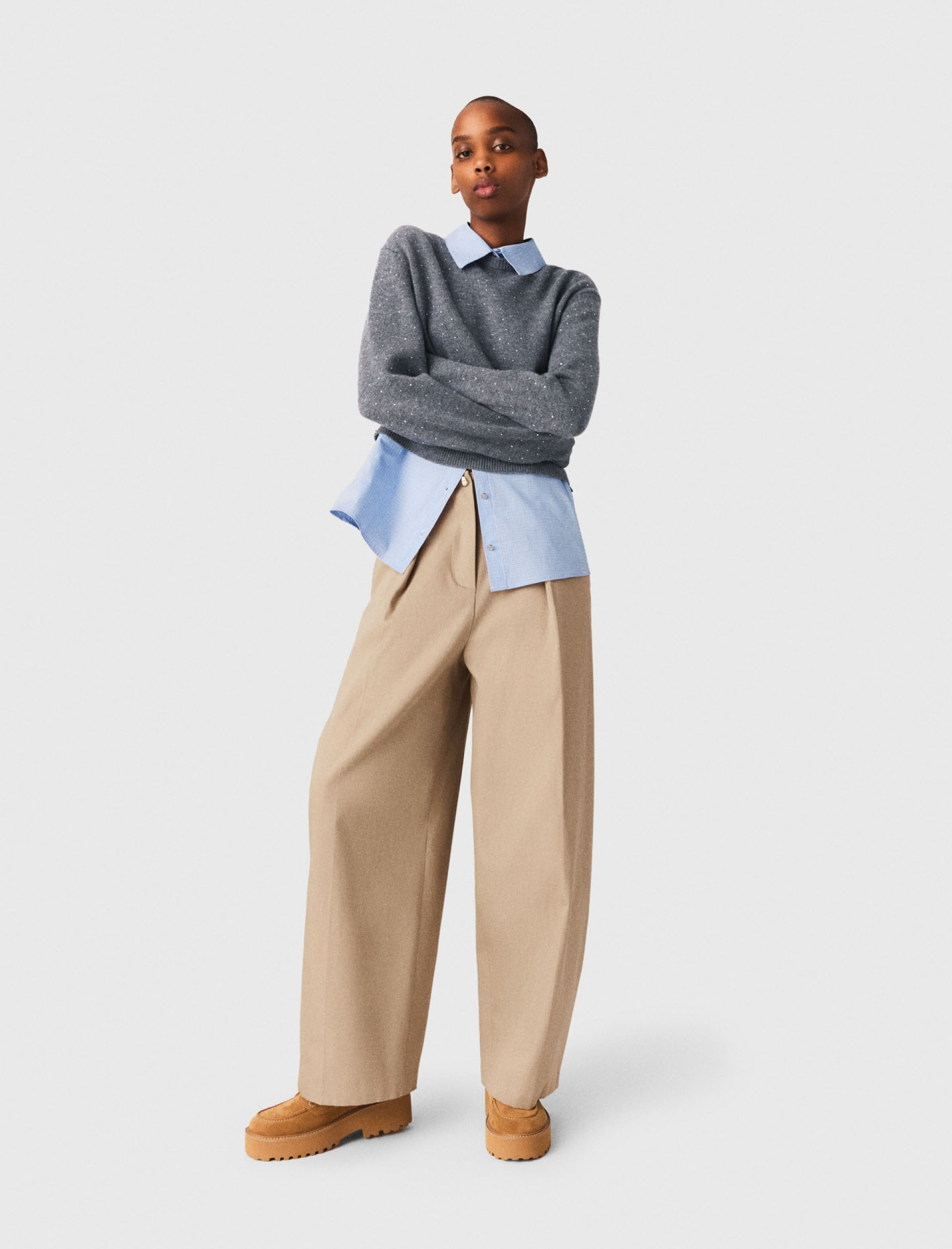 Жіночі бежеві брюки-балони Жіночі бежеві брюки-балони