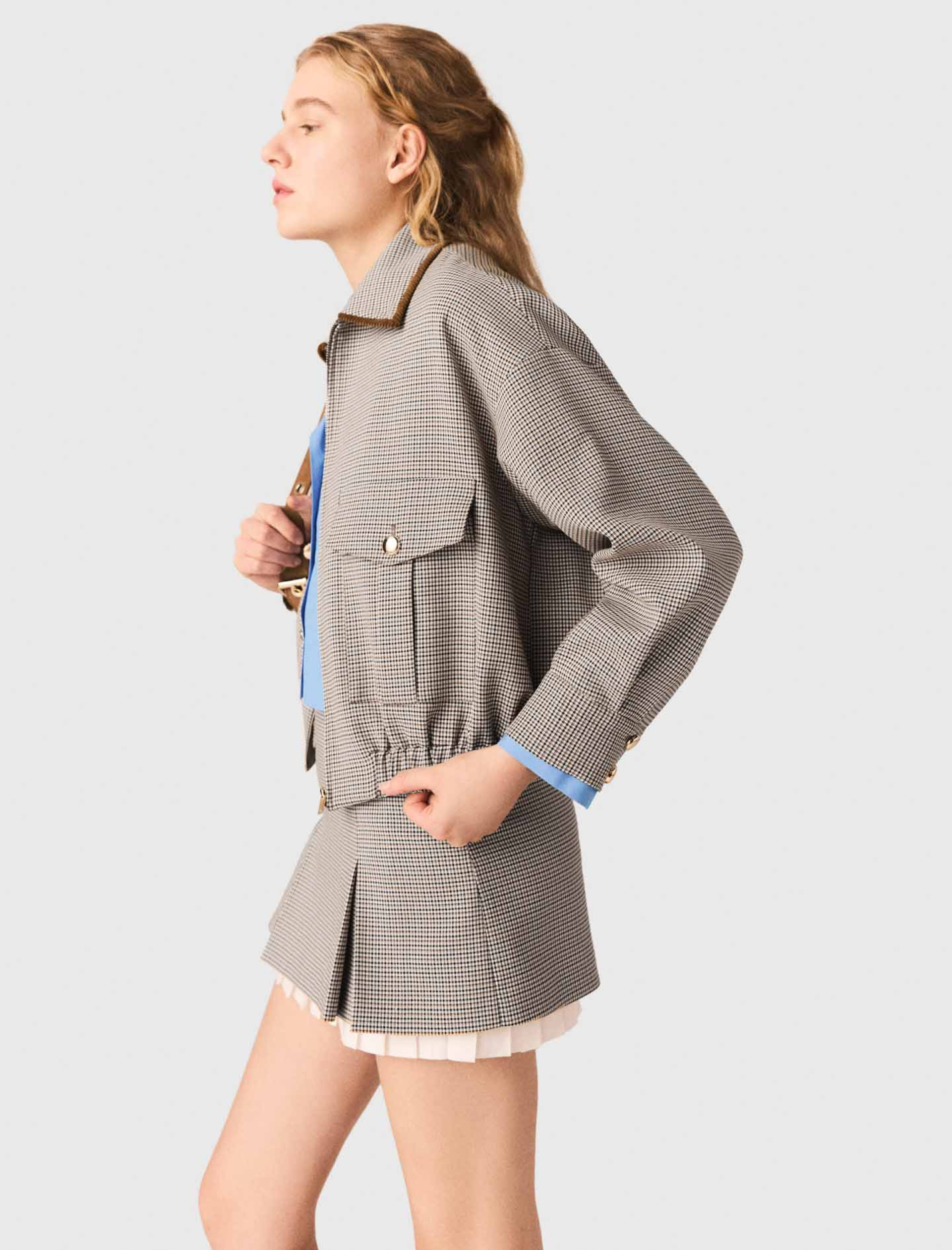 Жіноча картата куртка-бомбер Жіноча картата куртка-бомбер