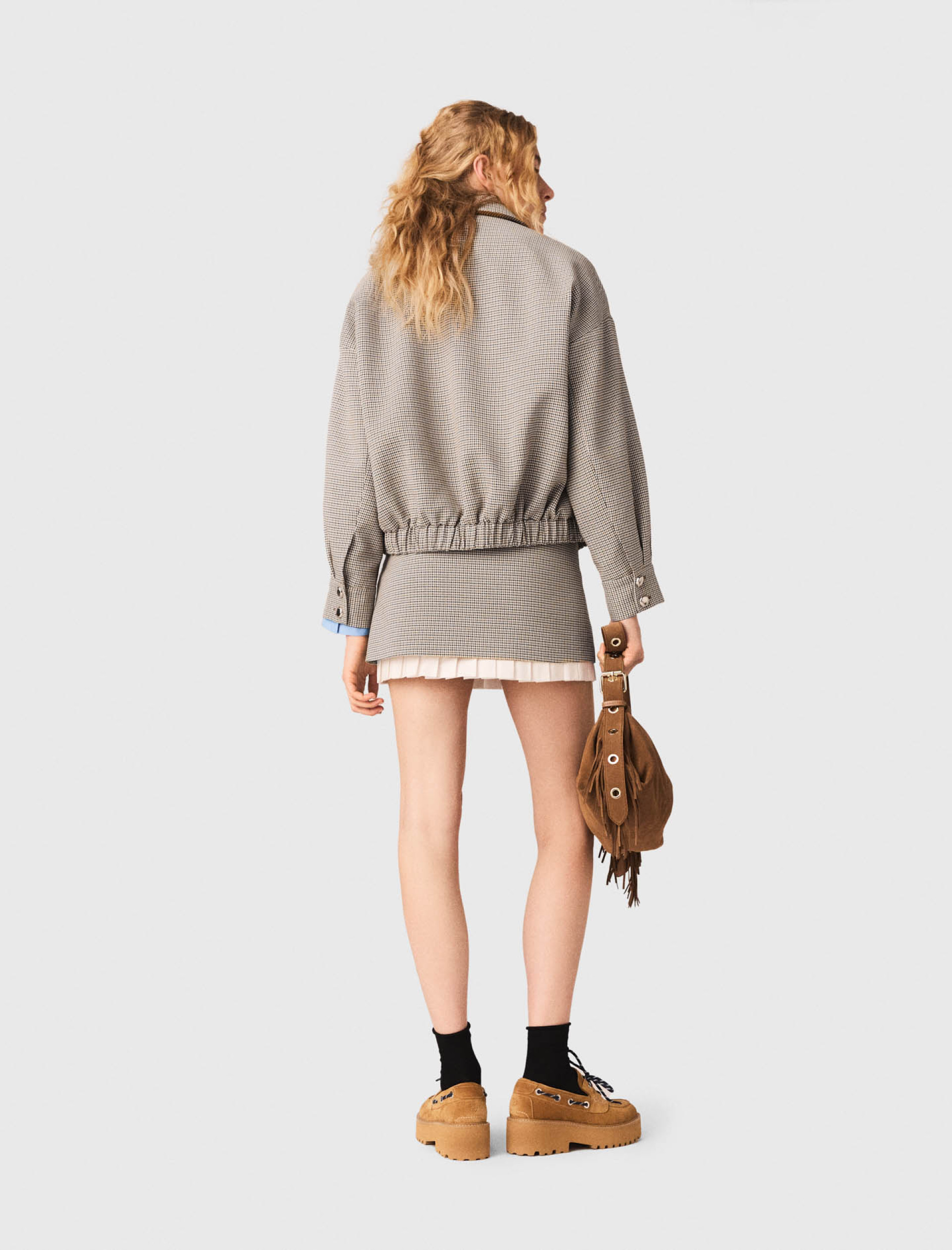 Жіноча картата куртка-бомбер Жіноча картата куртка-бомбер