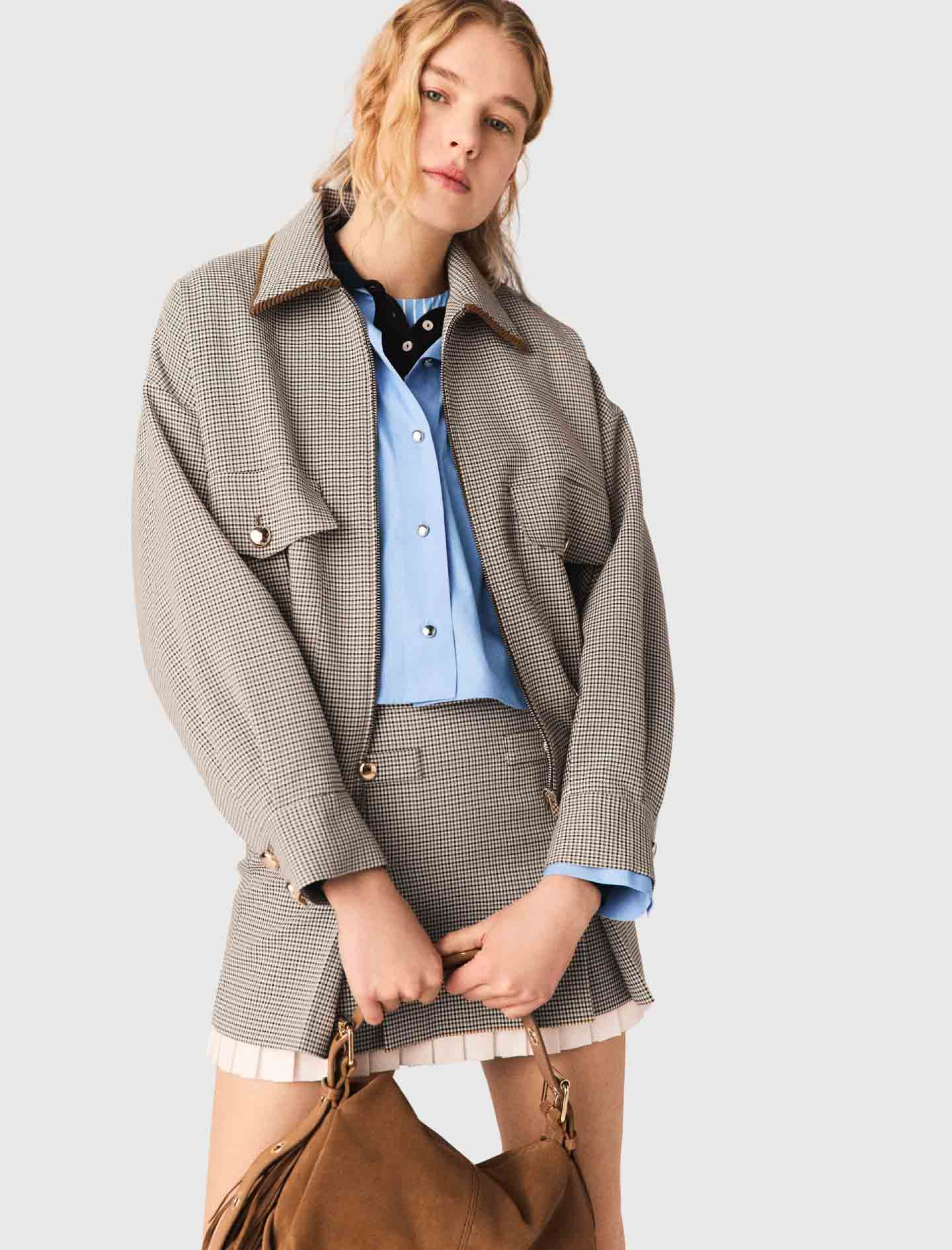 Жіноча картата куртка-бомбер Жіноча картата куртка-бомбер