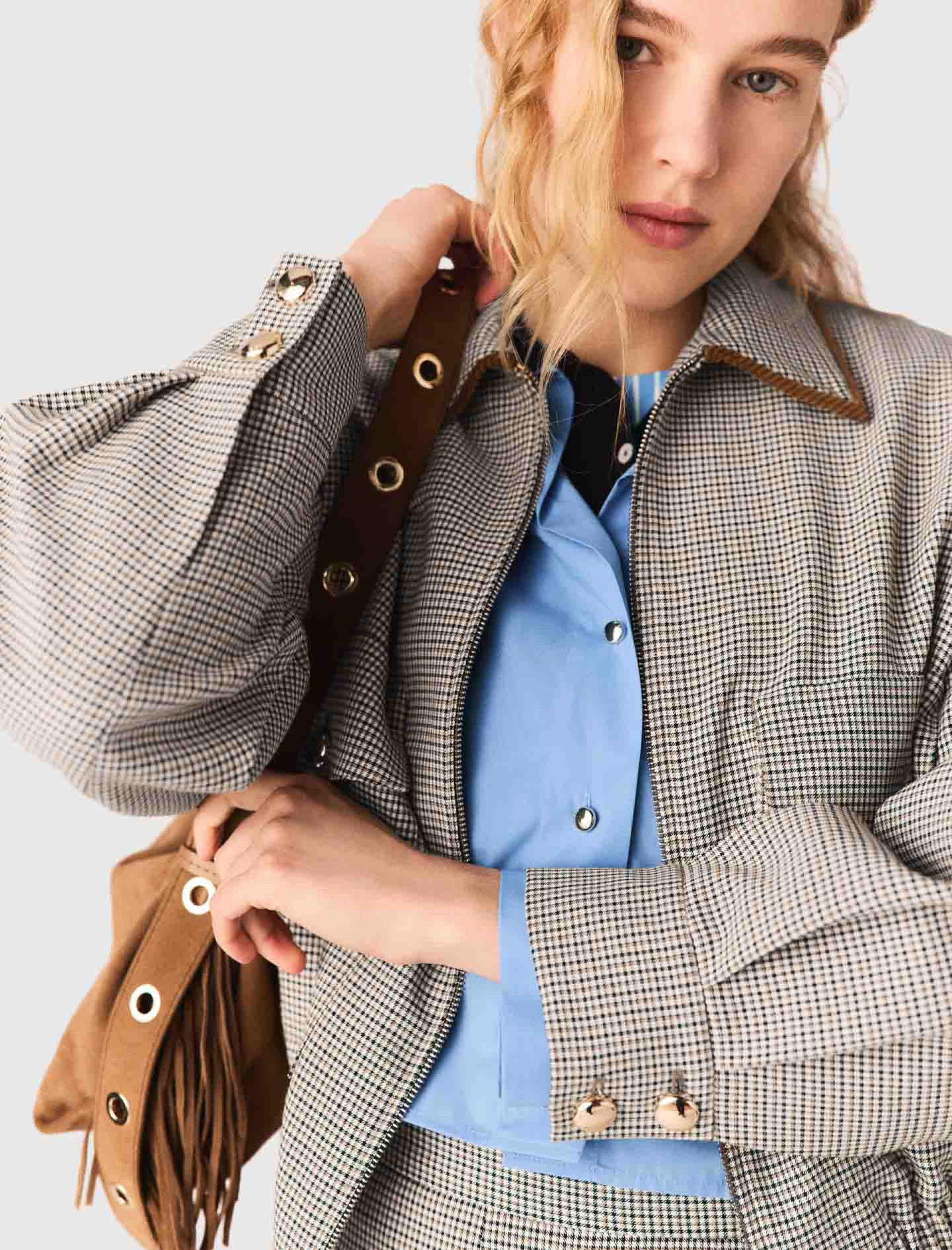 Жіноча картата куртка-бомбер Жіноча картата куртка-бомбер