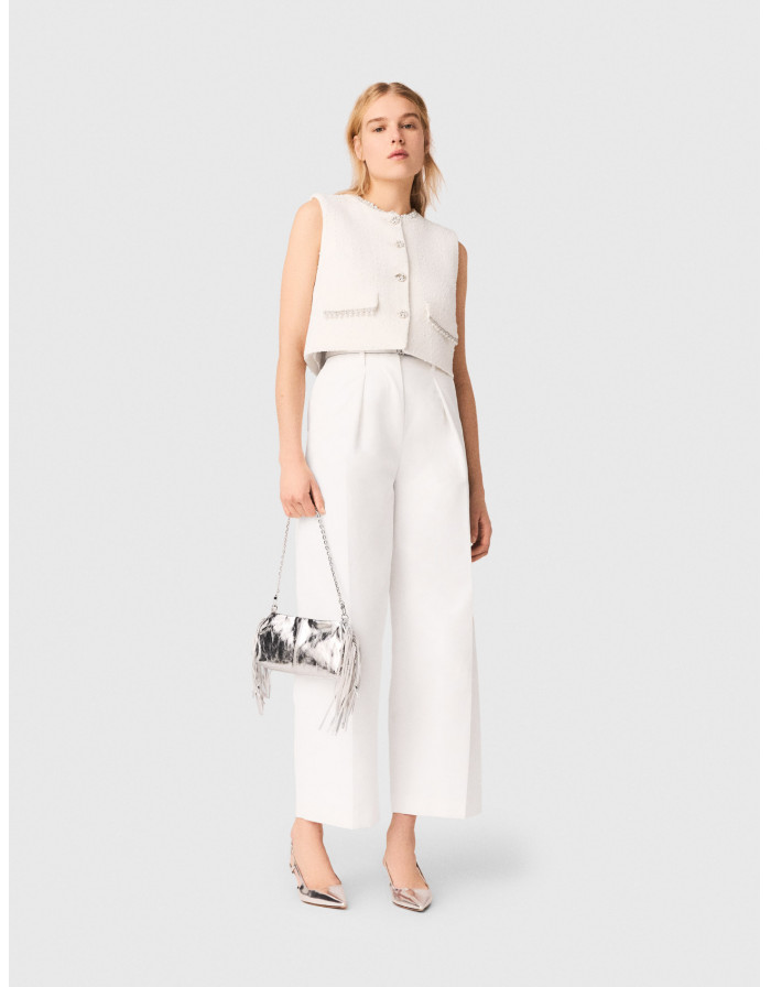 Женские белые брюки-баллоны классического кроя