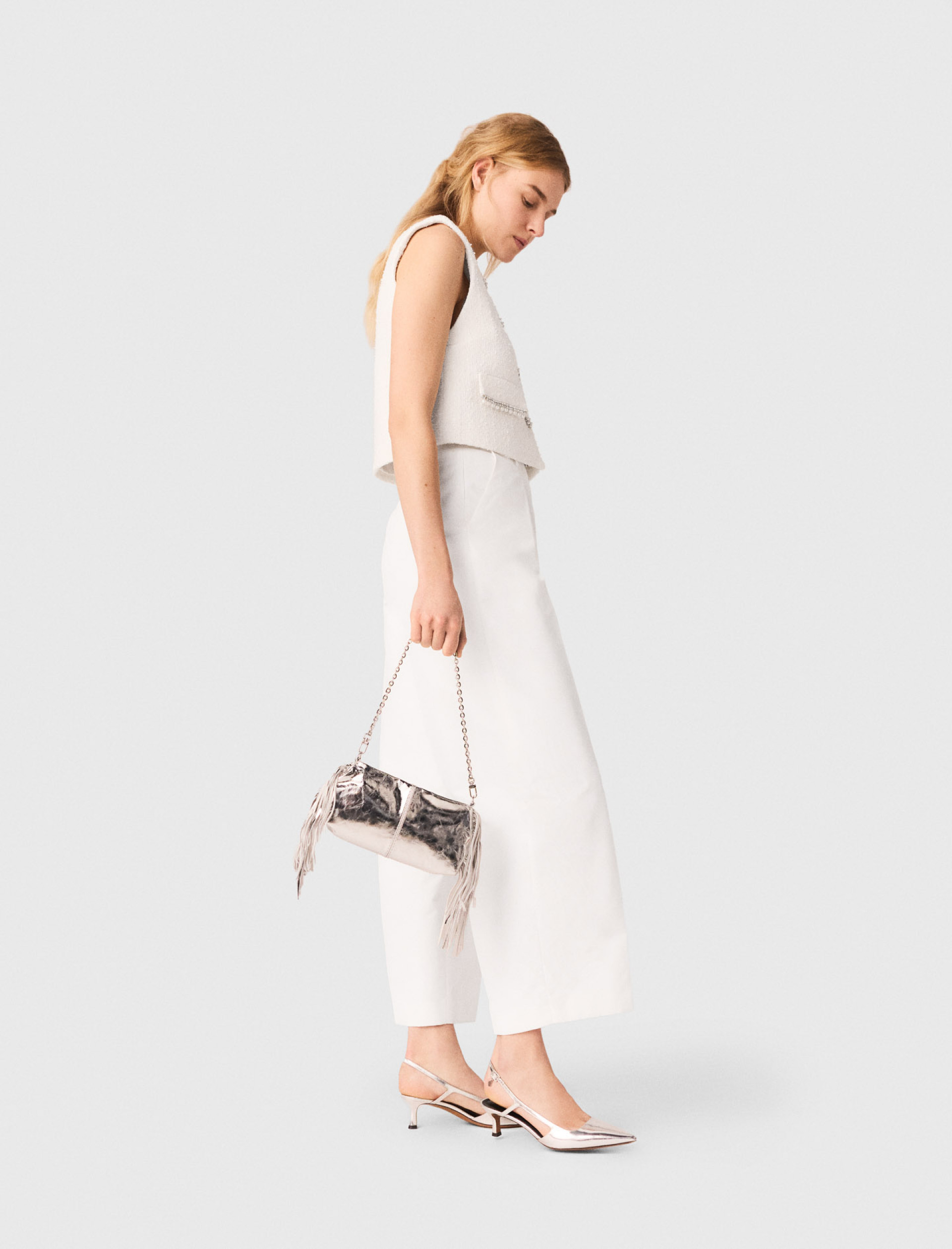 Жіночі білі брюки-балони класичного крою