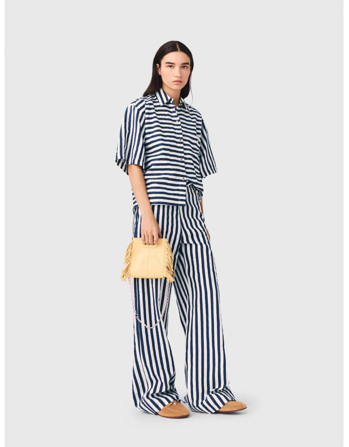 Жіноча смугаста сорочка з нагрудною кишенею