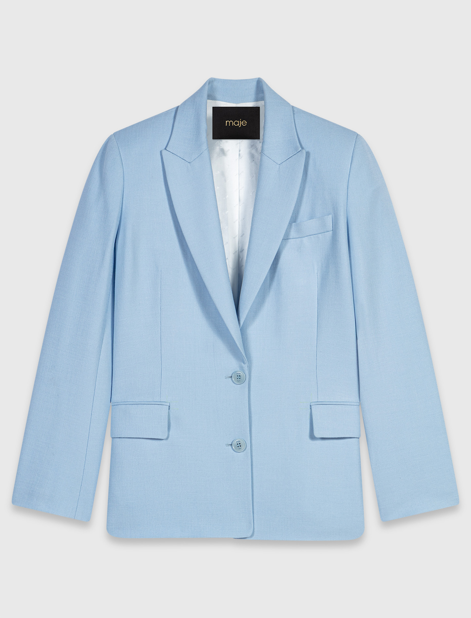 Жіночий блакитний костюмний жакет