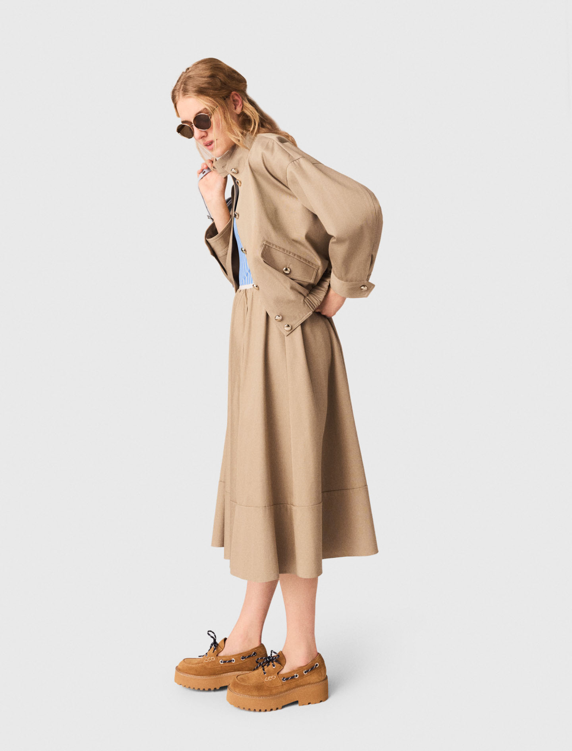 Жіноча бежева бавовняна куртка-бомбер