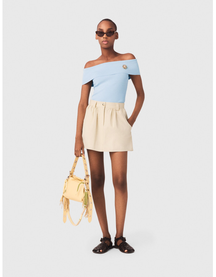 Женские молочные шорты-юбка