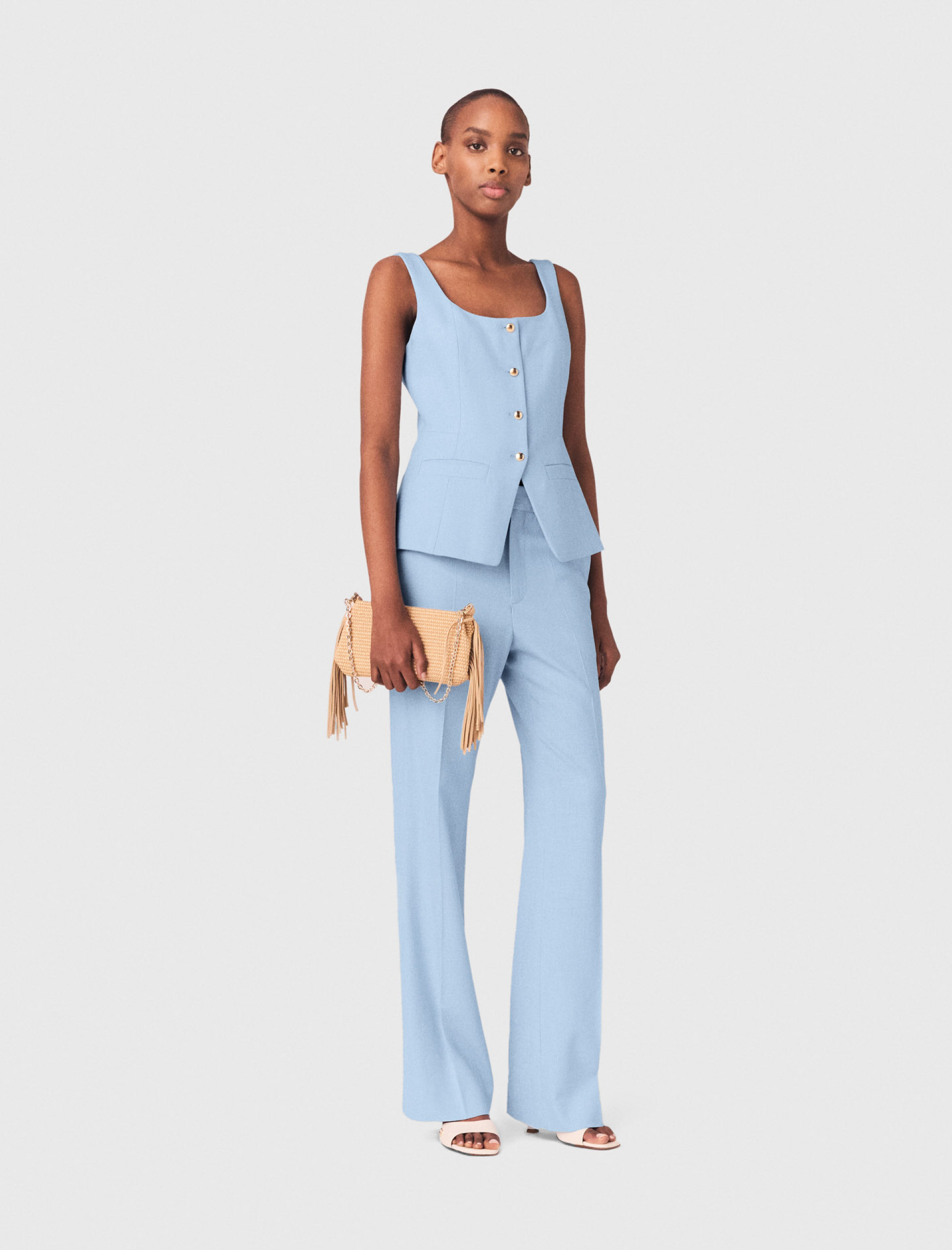 Женские голубые костюмные брюки