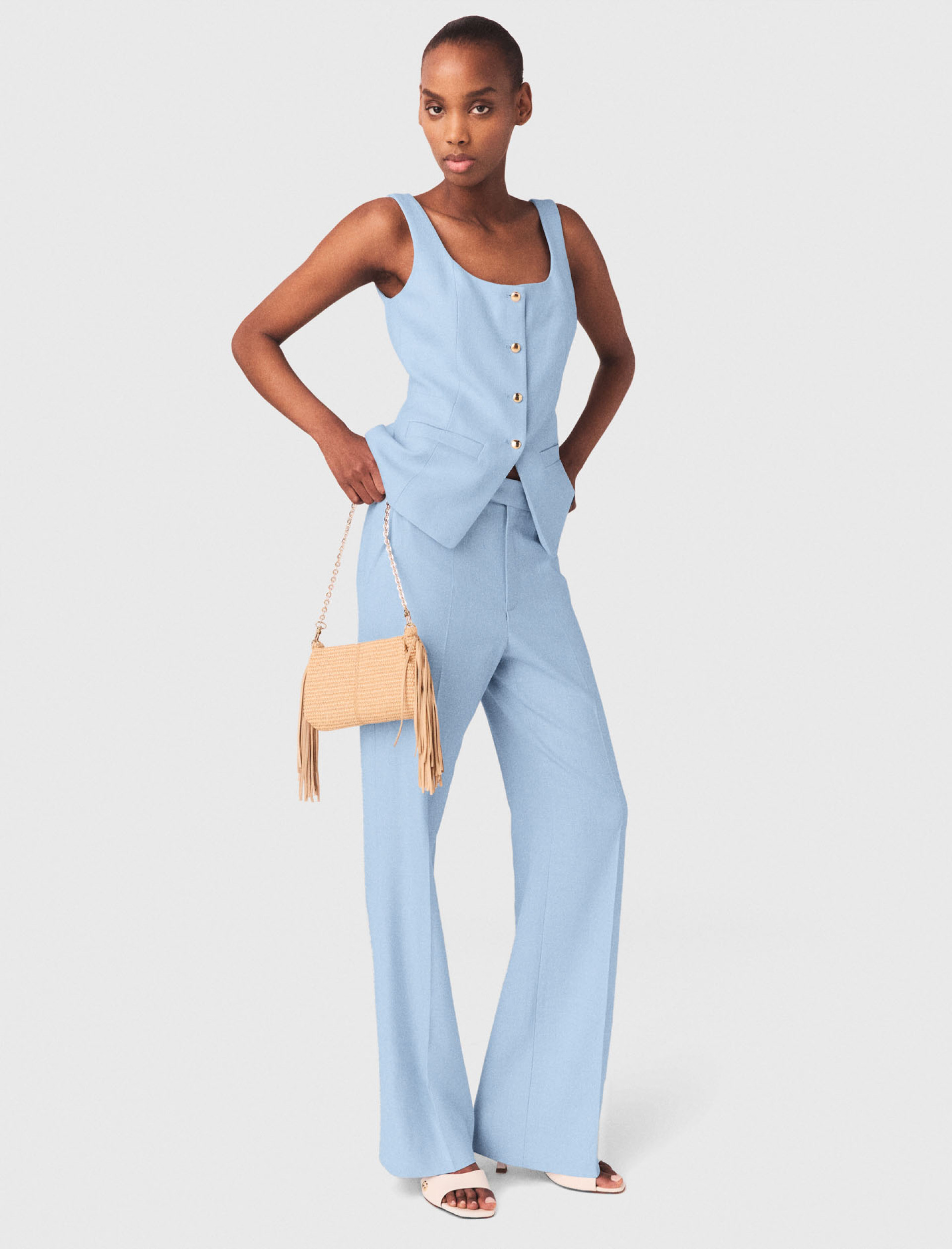 Женские голубые костюмные брюки