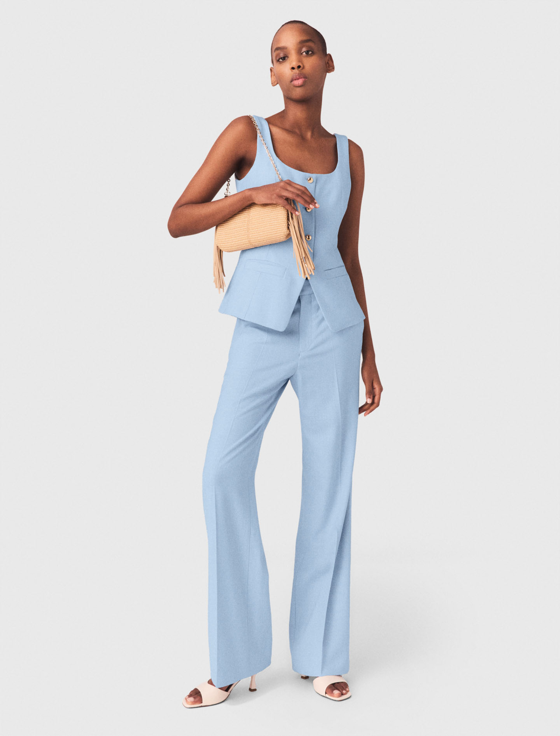Женские голубые костюмные брюки