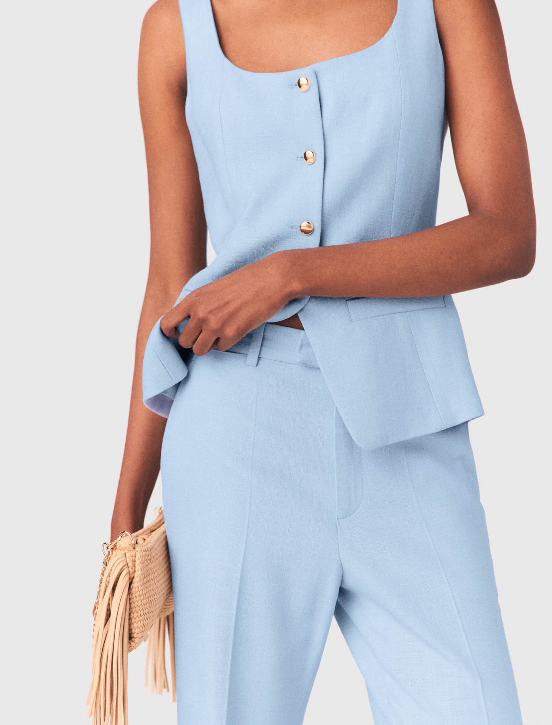 Женские голубые костюмные брюки