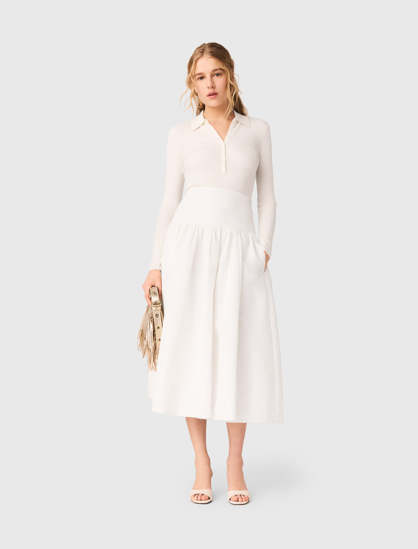 Жіноча біла спідниця з тафти