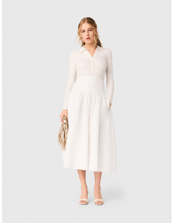 Жіноча біла спідниця з тафти