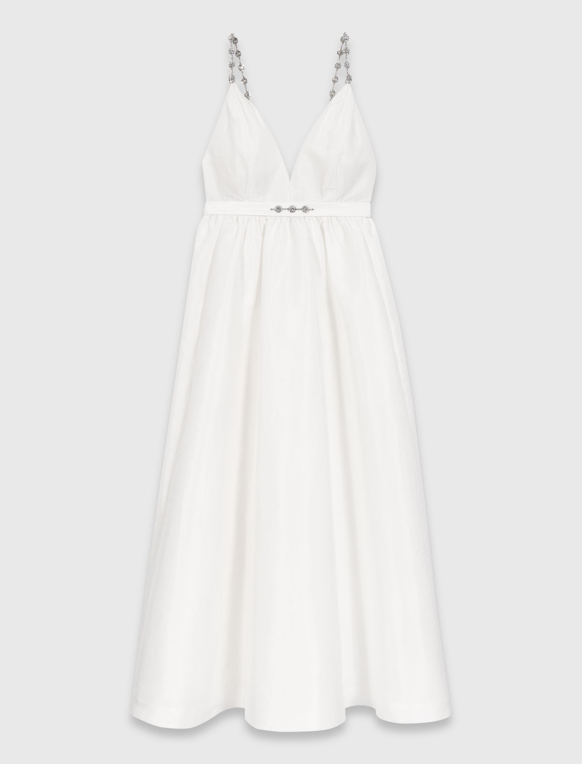 Жіноча довга сукня з тафти з декоративними бретелями