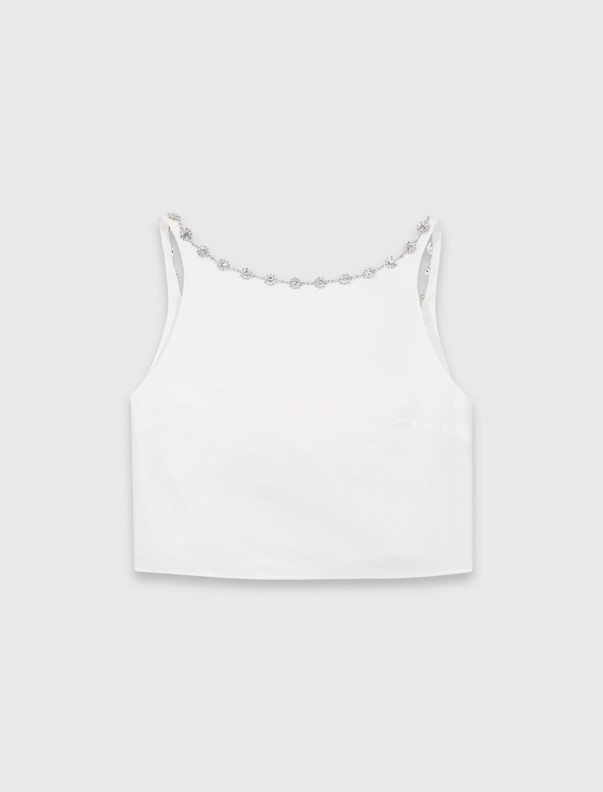 Женский топ с воротником, украшенным стразами
