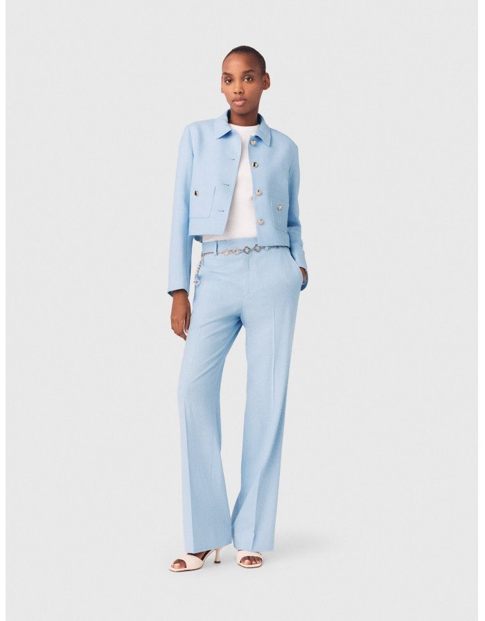 Жіночий блакитний жакет з коротким рукавом