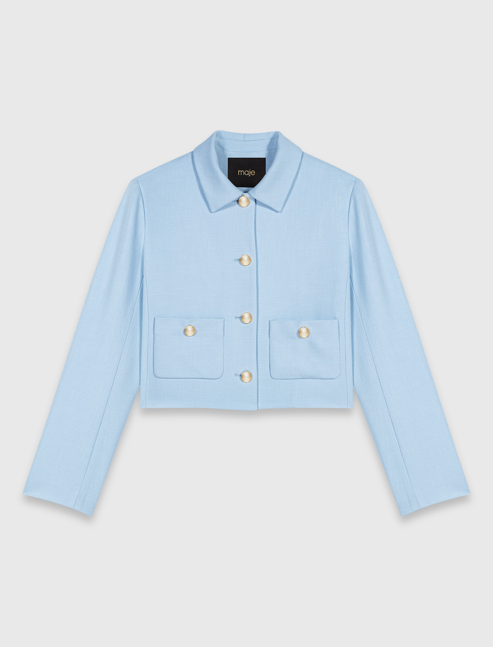 Женский голубой жакет с коротким рукавом