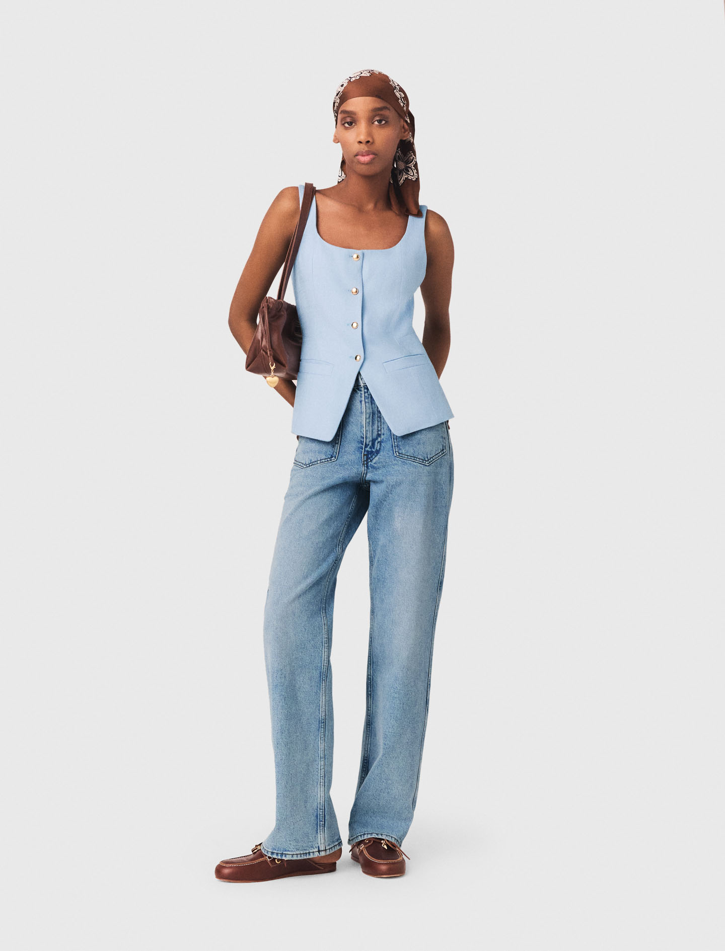 Женский длинный приталенный жилет