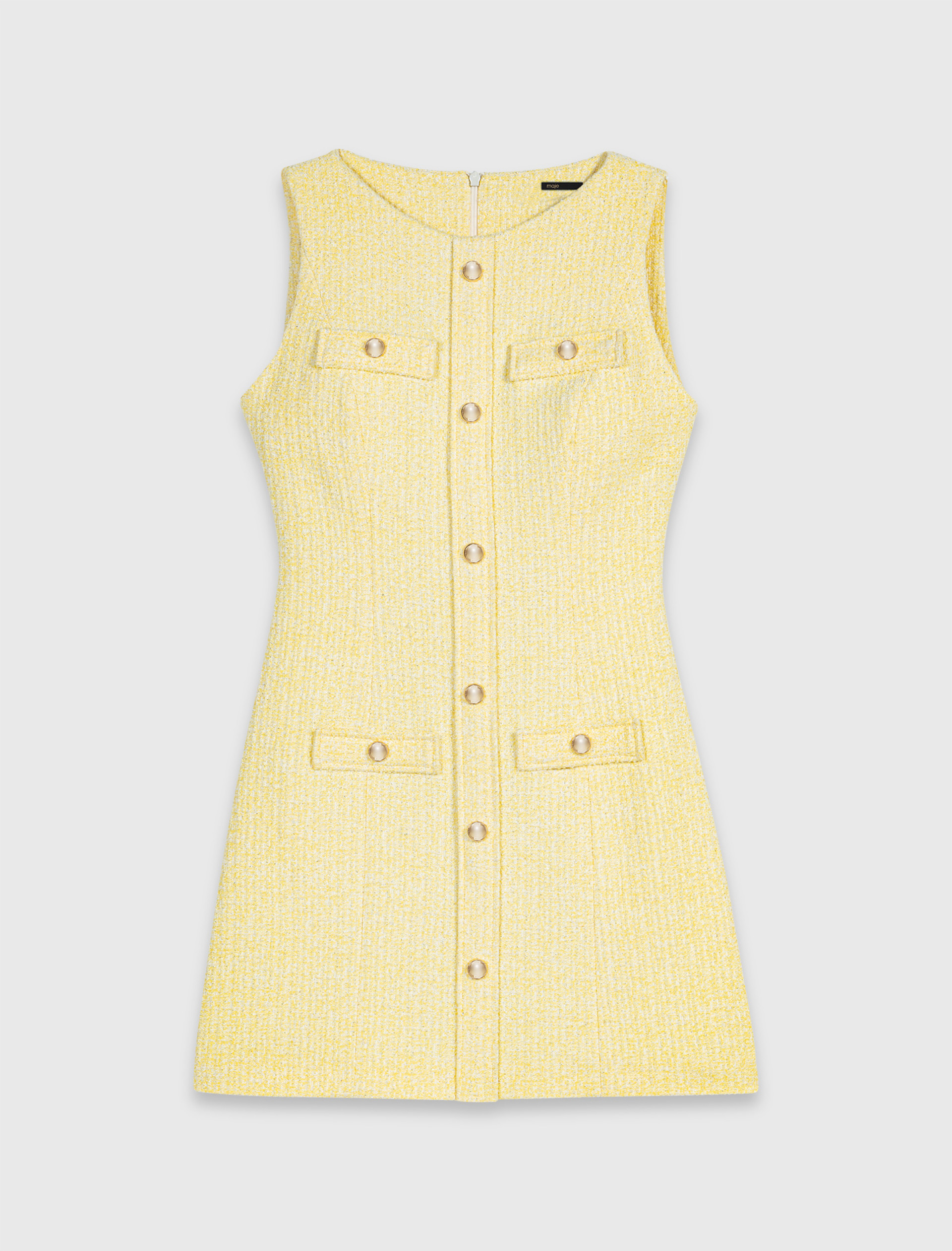 Женское желтое твидовое платье Женское желтое твидовое платье