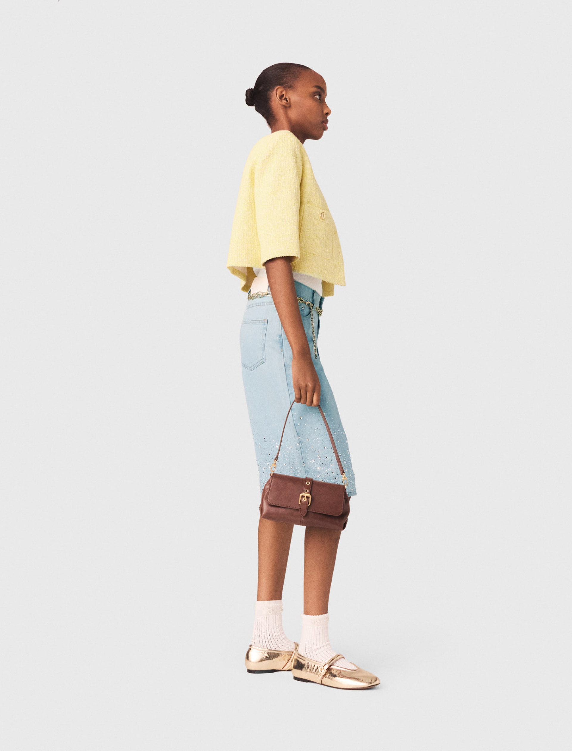 Женский твидовый жакет с коротким рукавом