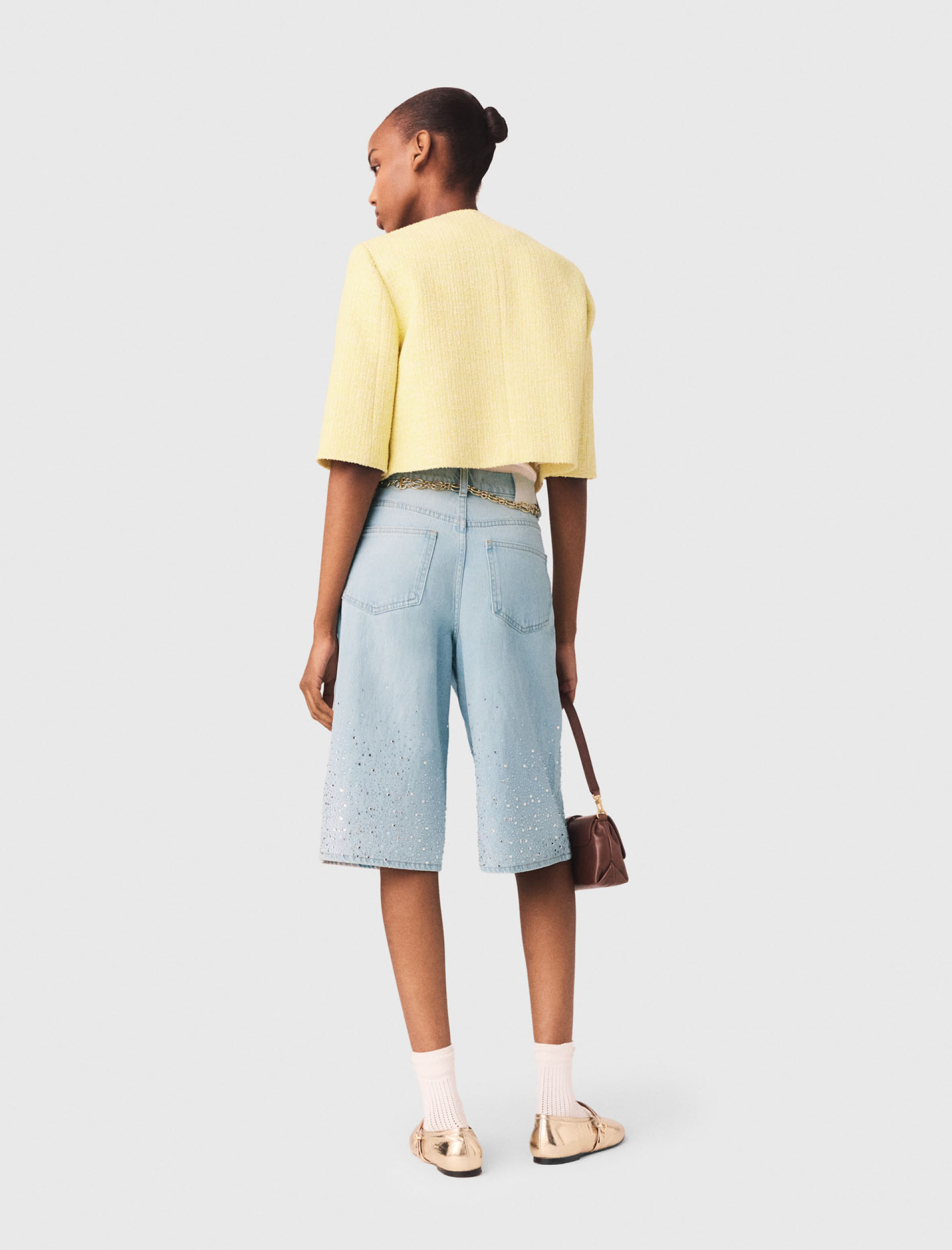 Женский твидовый жакет с коротким рукавом